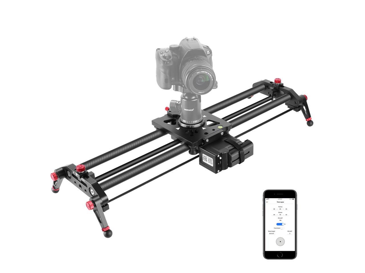Neewer Motorized Camera Slider Support Video Mode Time-Lapse Photography 31.5”//80cm Carbon Fiber Dolly Rail Camera Slider with Remote Controller Horizontal,Tracking and 120° Panoramic Shooting