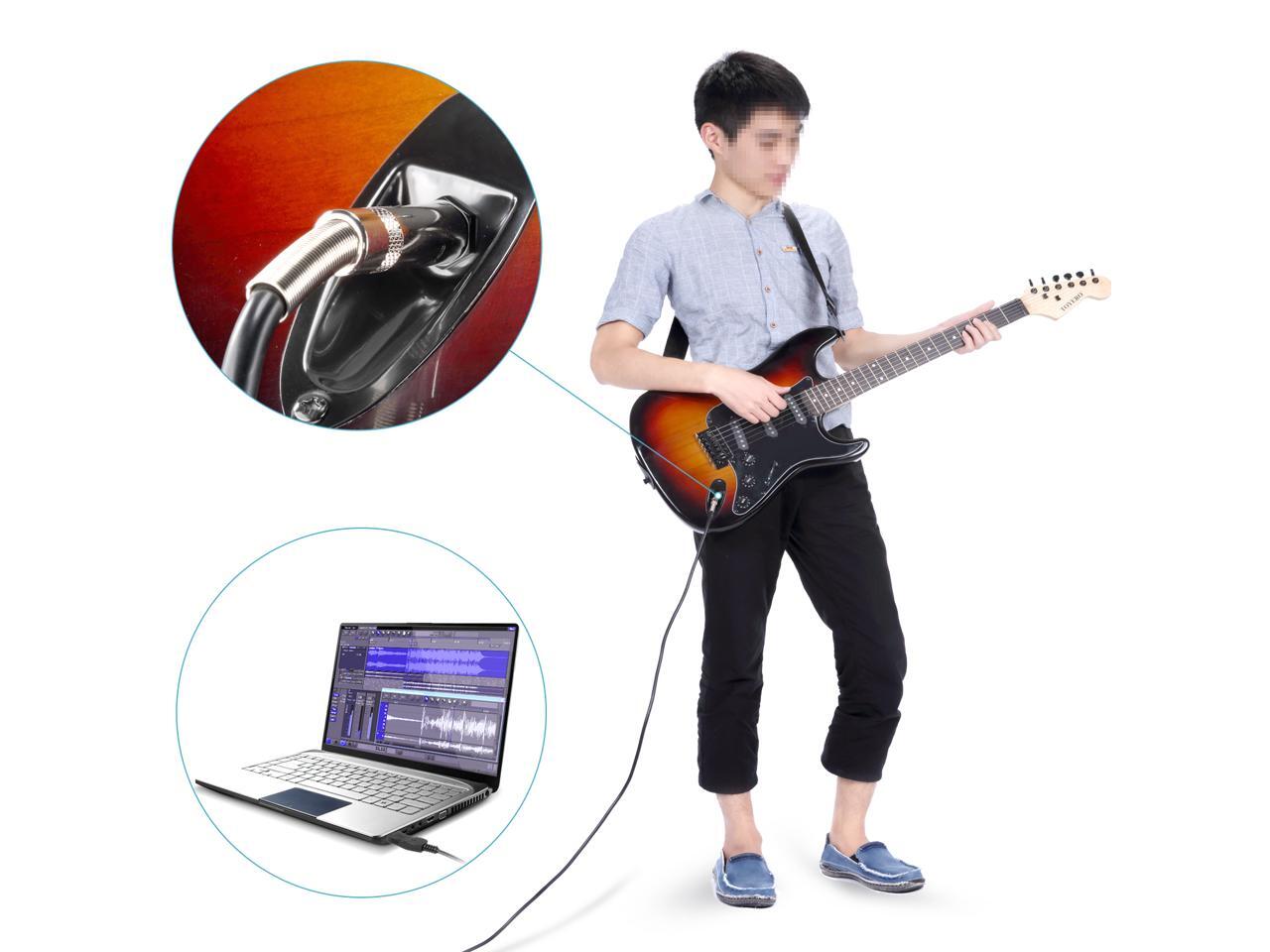 Neewer Guitar Bass To USB Link Cable Adapter for PC/MAC Recording
