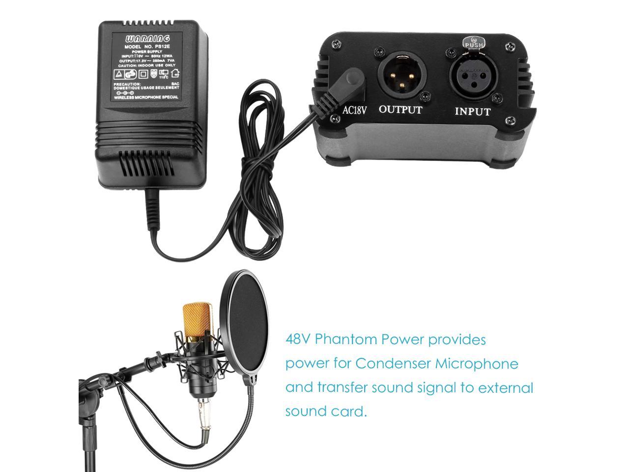 XLR Audio Cable+ Power Adapter+ 1 NW-700 Condenser Microphone+ Shock Mount+ 1 1 1 Microphone Power Cable 1 1 1 48V Phantom Power+ Neewer Microphone & Phantom Power Kit: Anti-wind Foam Cap+ 