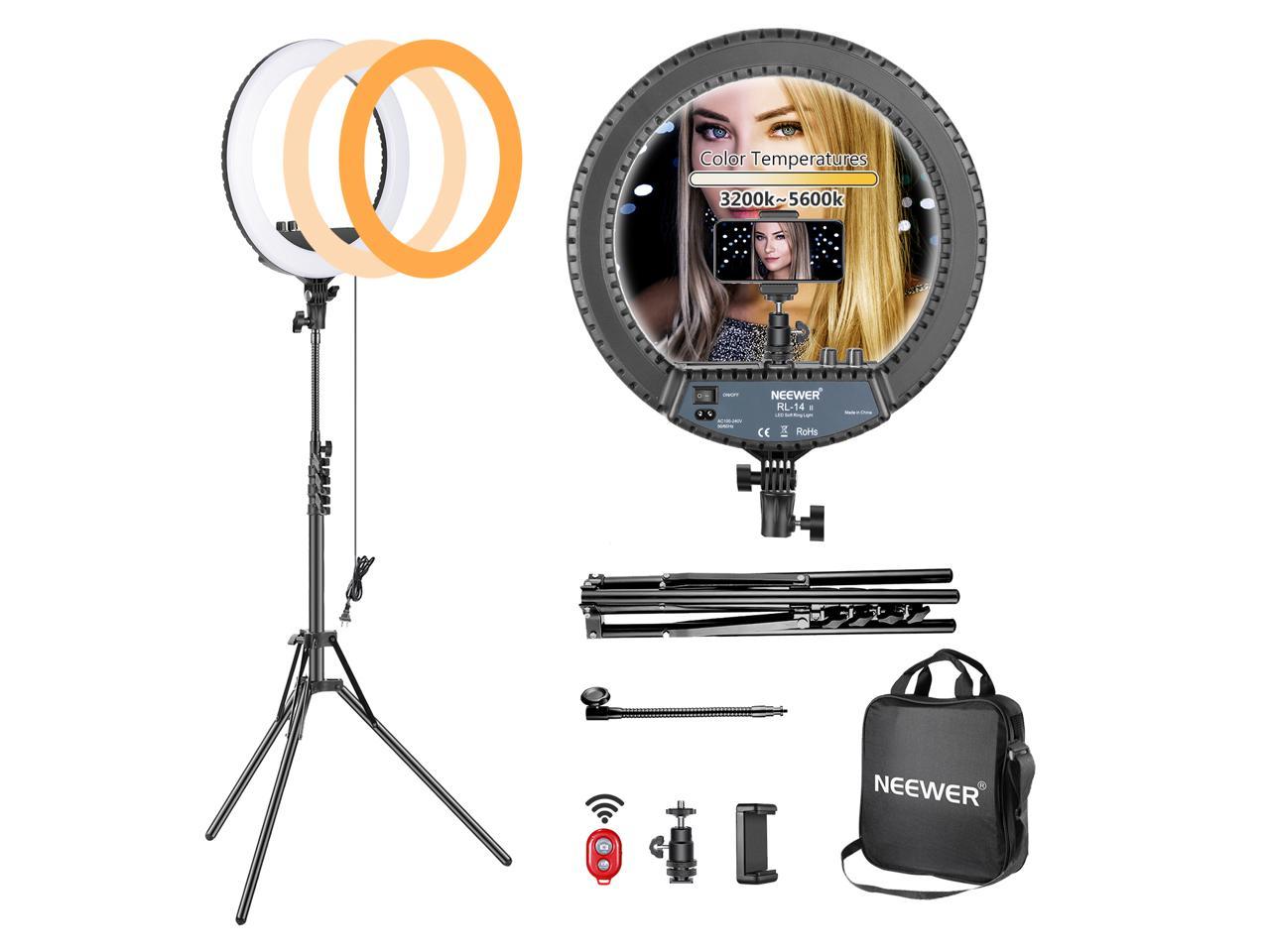14" 5500K Dimmable Ring LED Light Diffuser Stand Make Up Studio Video Lighting 