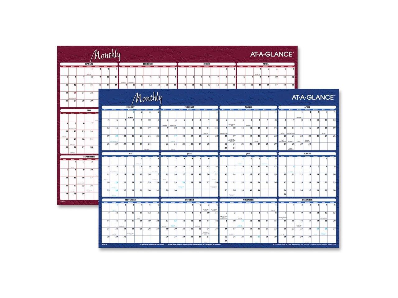 At-A-Glance Reversible Horizontal Erasable Wall Planner 36 x 24 2020 ...