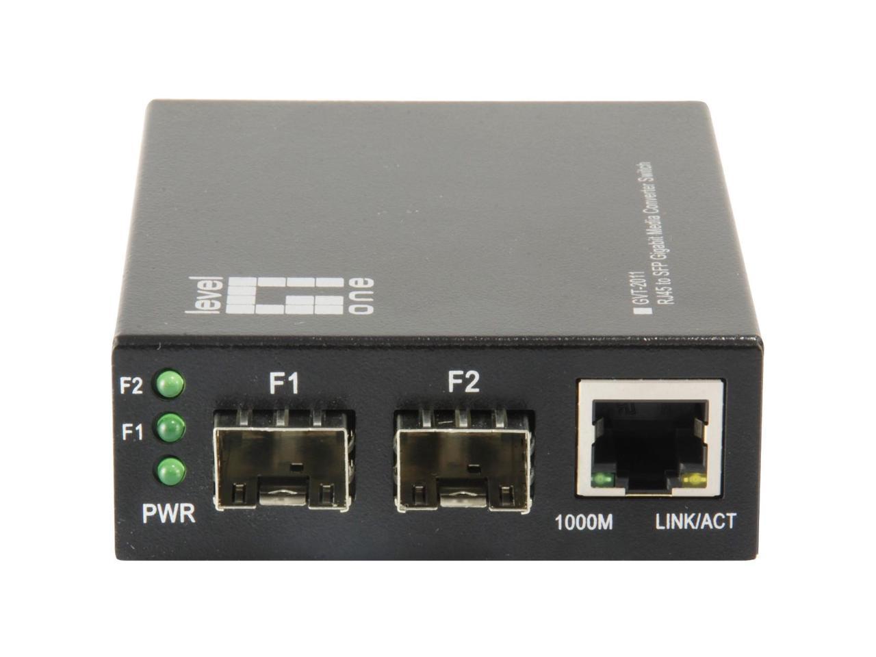 LevelOne RJ45 to SFP Gigabit Media Converter Switch 2 x SFP 1 x RJ45