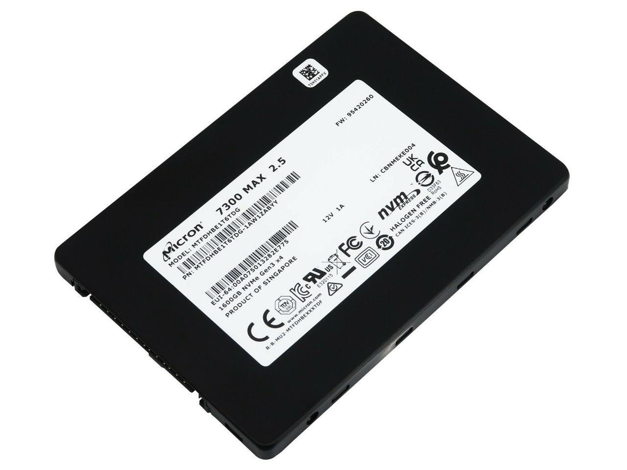 Micron 7300 MAX 1.6TB PCIe Gen3 x4 NVMe U.2 Enterprise SSD