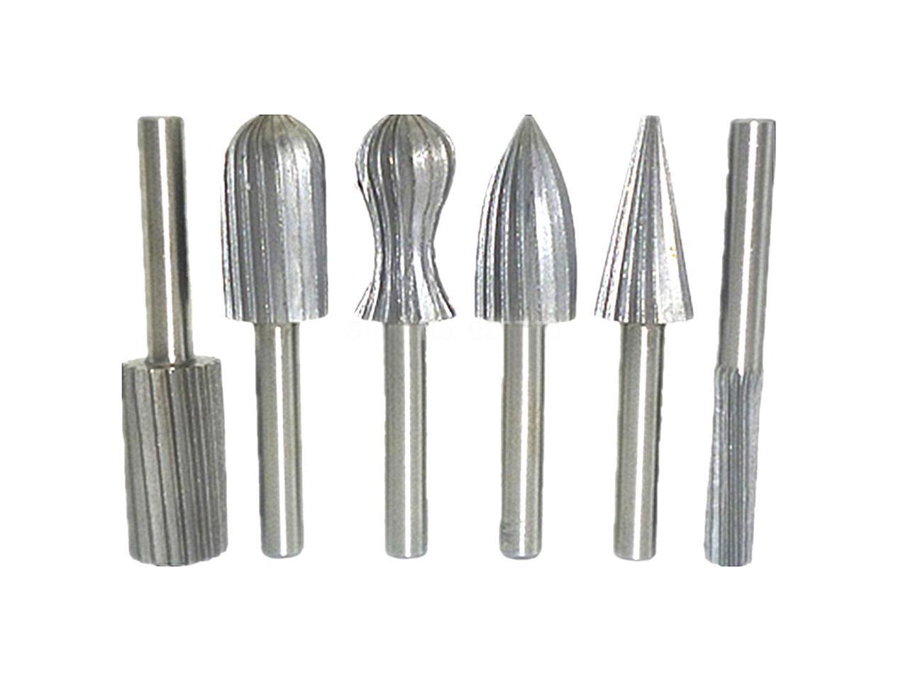 6pcs Rotating Drilling File Bits Stone Metal 6PC hard rotary file gray