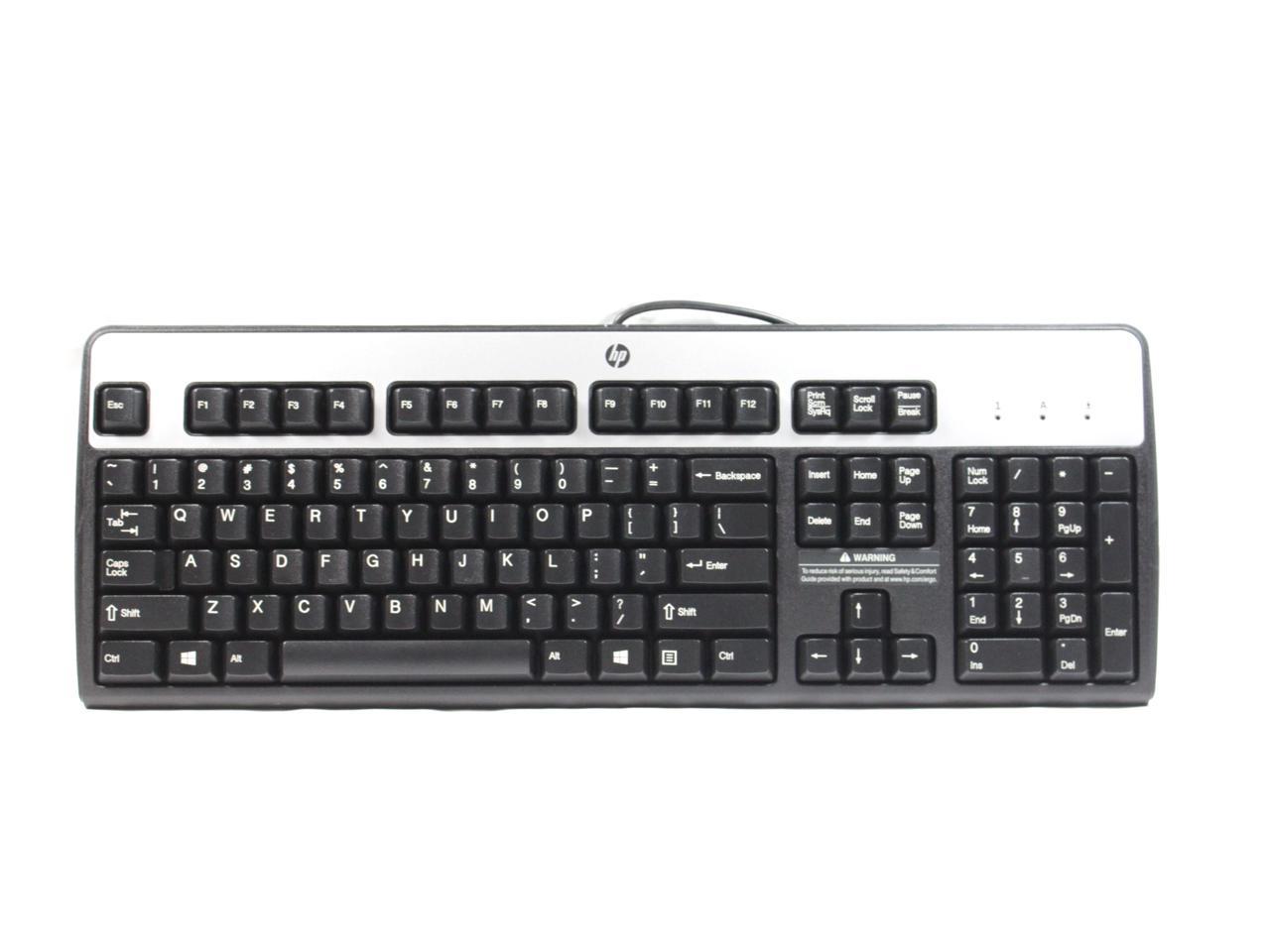 HP SK-2885 USB Wired Black & Silver Desktop Keyboard 434821-007 701429 ...