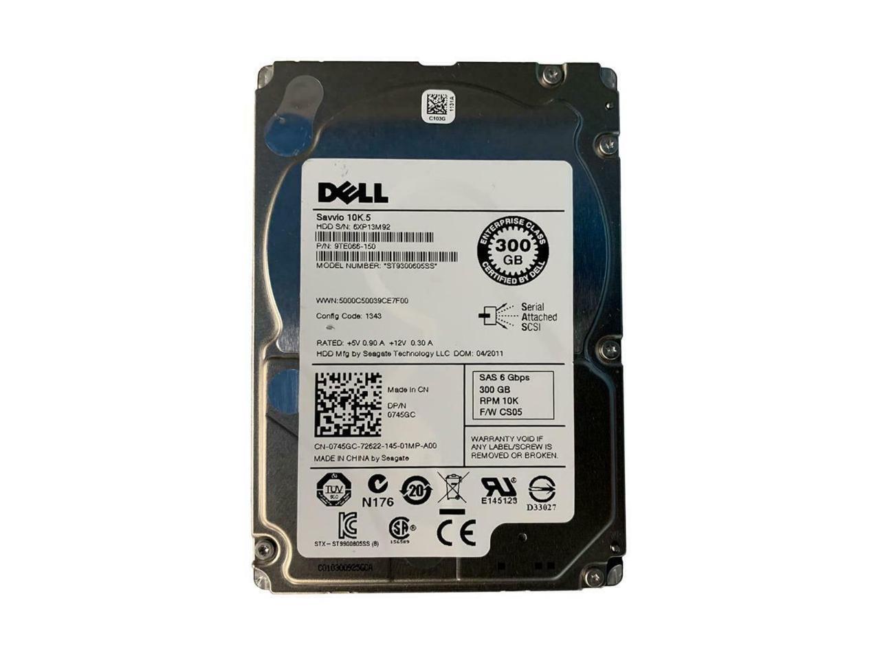 Dell 300GB 10k 6g 2.5 SFF Enterprise SAS 0745GC 745GC Seagate Savvio ST9300605SS 