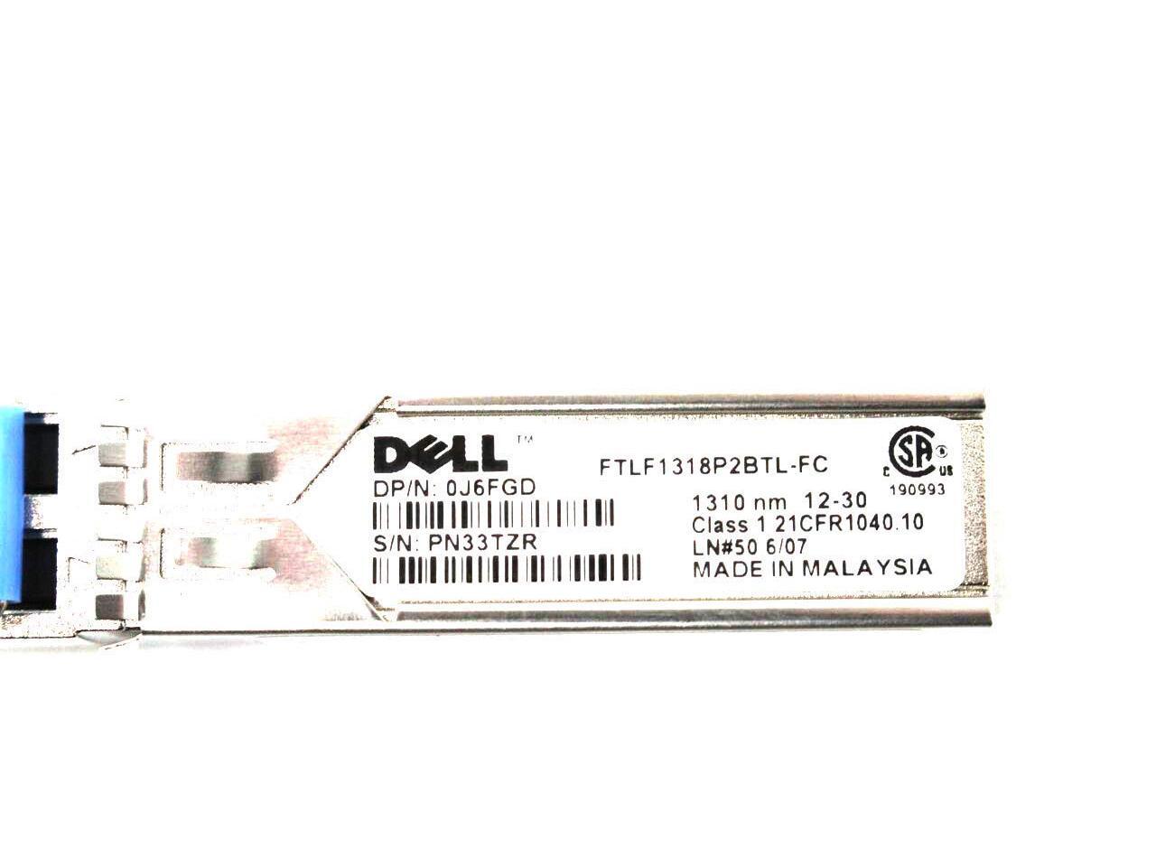 Dell Networking Transceiver SFP1000BASELX1310nm FTLF1318P2BTL J6FGD CN