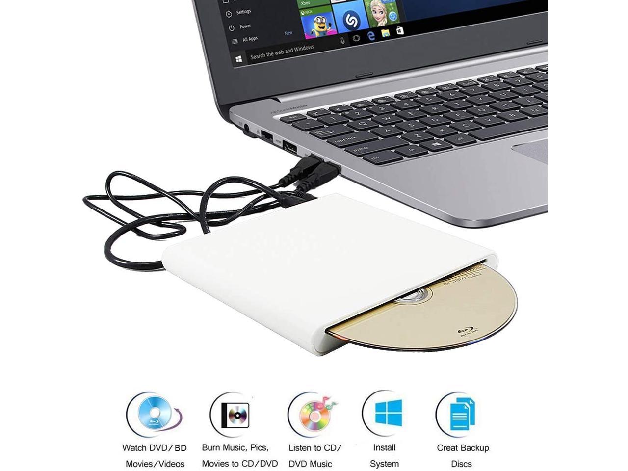 Portable Optical Drive Laptop External Blu-ray Movies Disc Player for HP ProBook 450 G5 G6 Omen 15 t 17 15t 17t X 2S Pavilion DV6 DV7 G7 Notebook PC Dual Layer 8X DVD+-R/RW DL 24X CD-R Burner 
