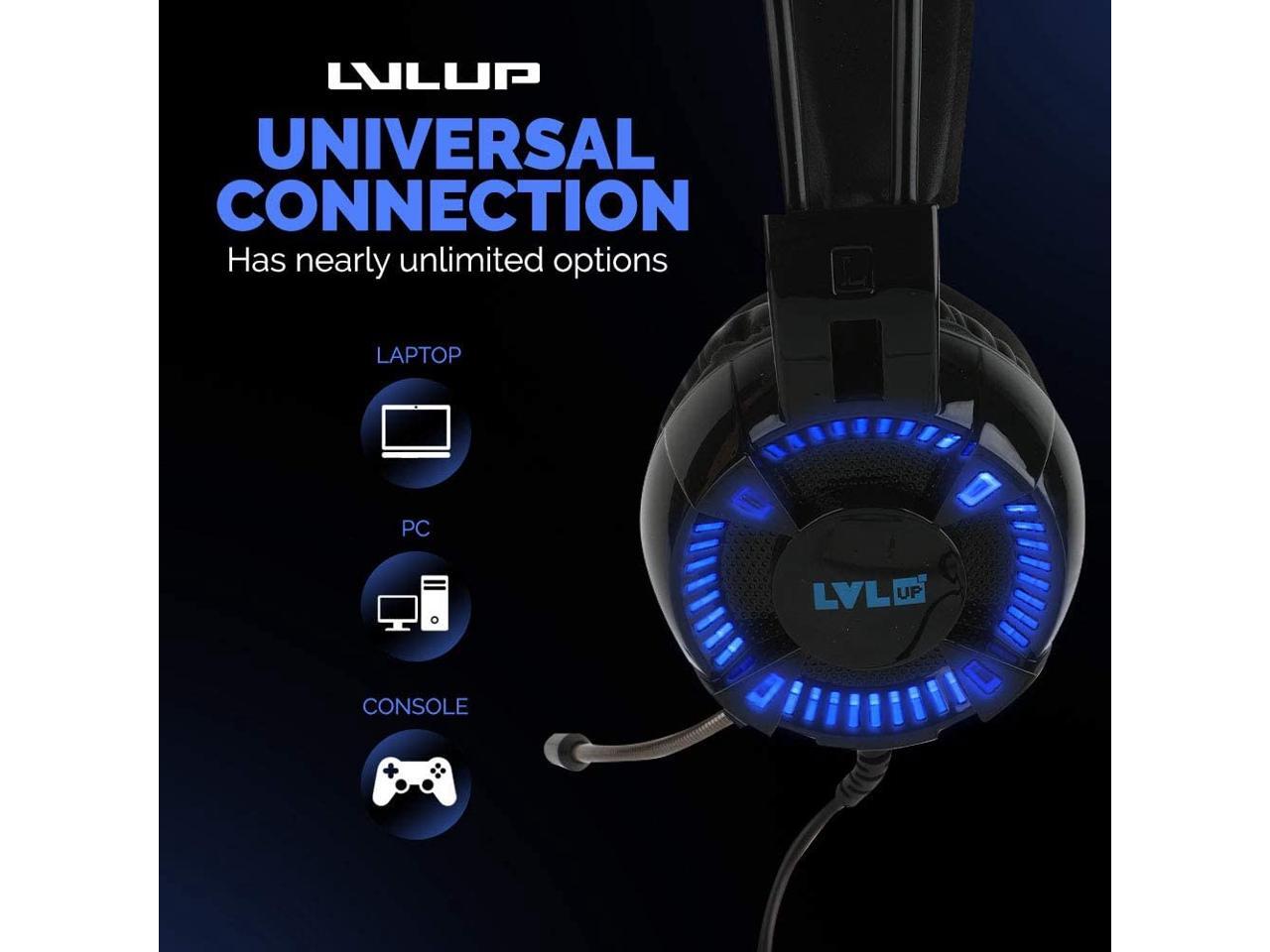 LVLUP Lu732 Deluxe Lightup Gaming Headphones, Black