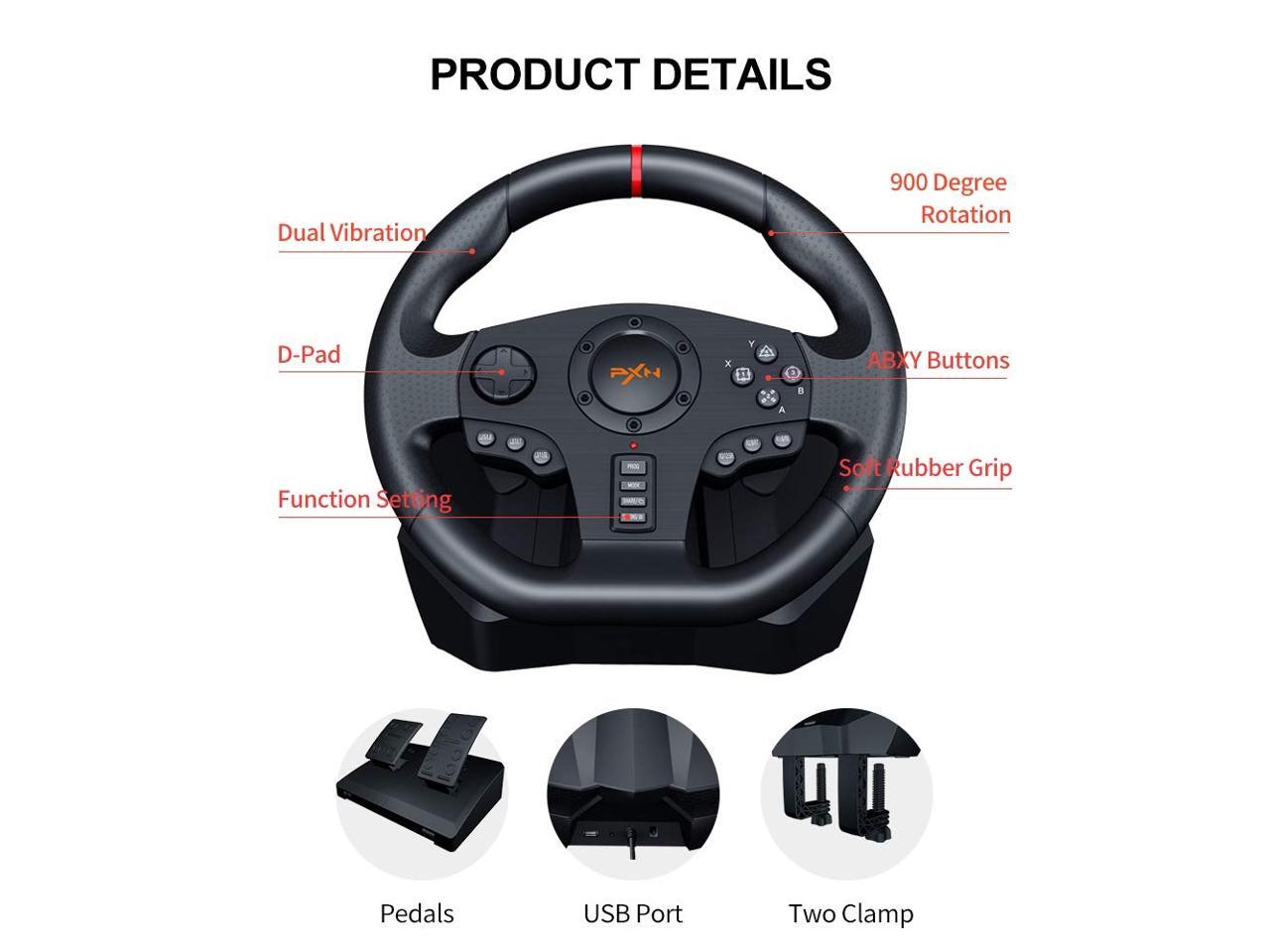 PXN V900 PC Gaming Racing Steering Wheel, Universal Usb Car Sim 270/900