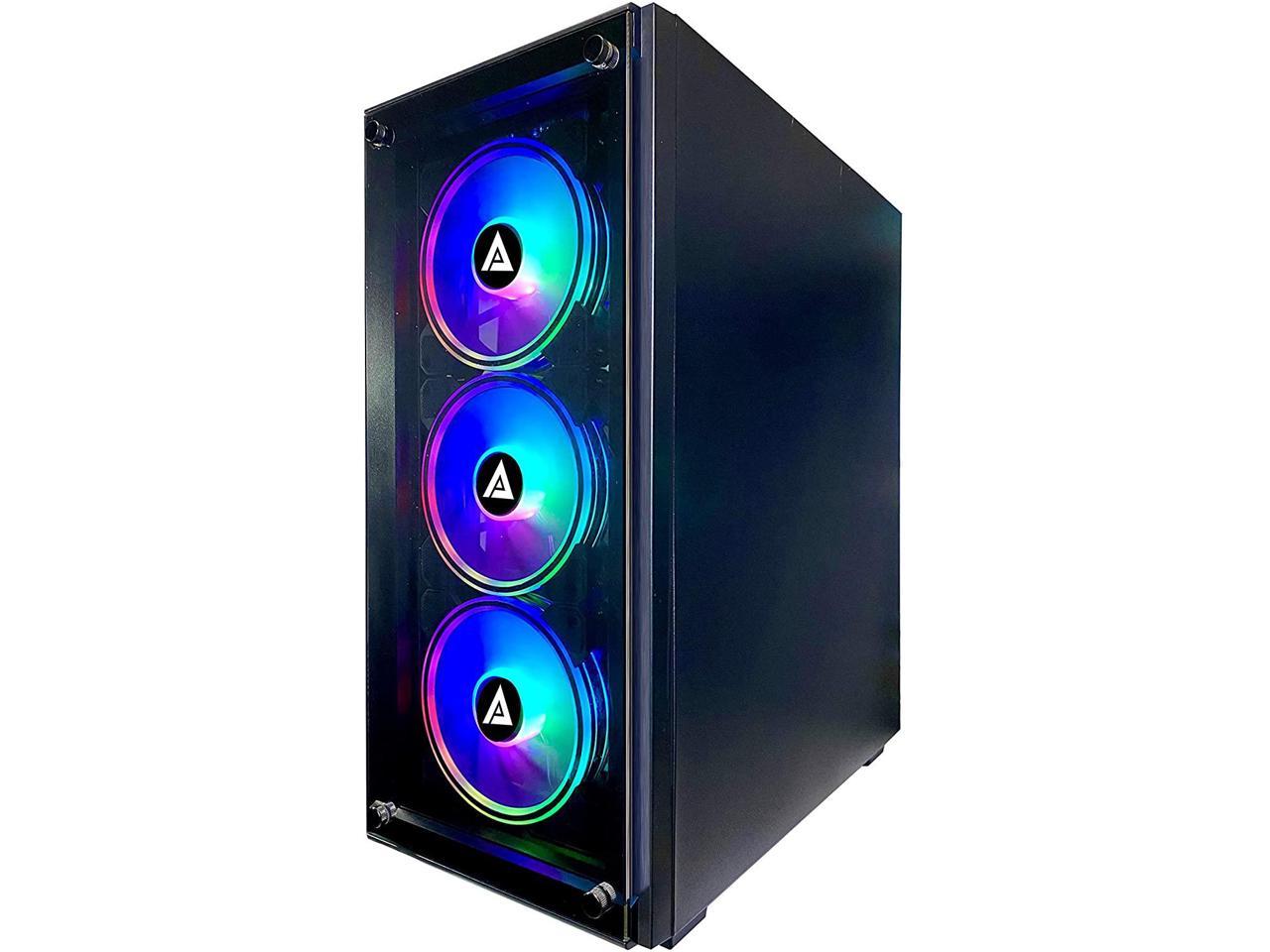 Apevia Genesis-BK Mid Tower Gaming Case with 2 x Tempered Glass Panel, Top  USB3.0/USB2.0/Audio Ports, 4 x RGB Fans, Black Frame