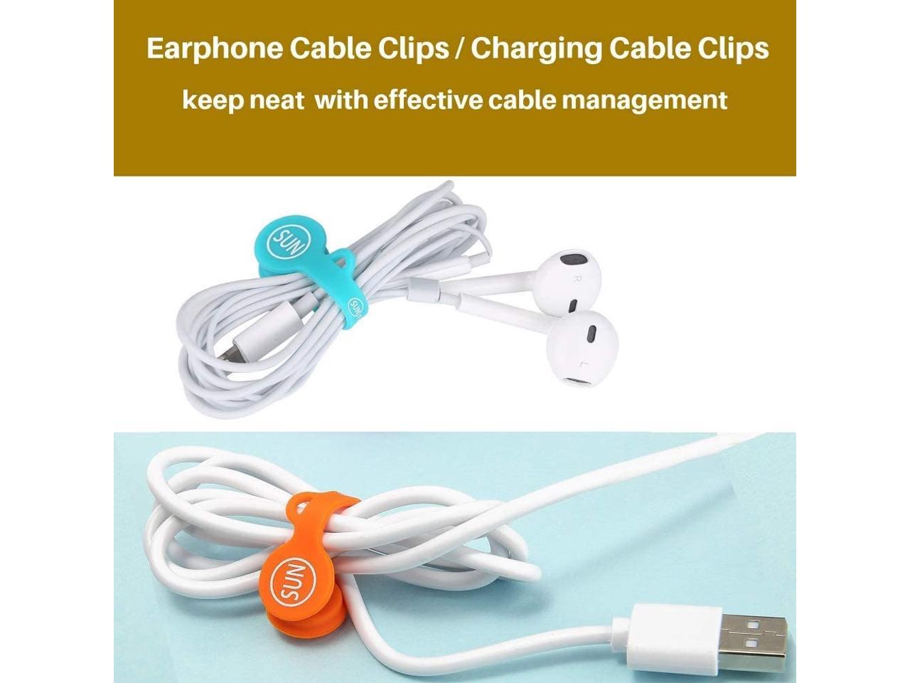 Cable Organizers Magnetic Clips Set Silicone Earbuds Cord Winder Earphone Headphone USB Cable Straps Manager Keeper Wrap Organizer for Home Office School Keychain Bookmark Cable Storage 