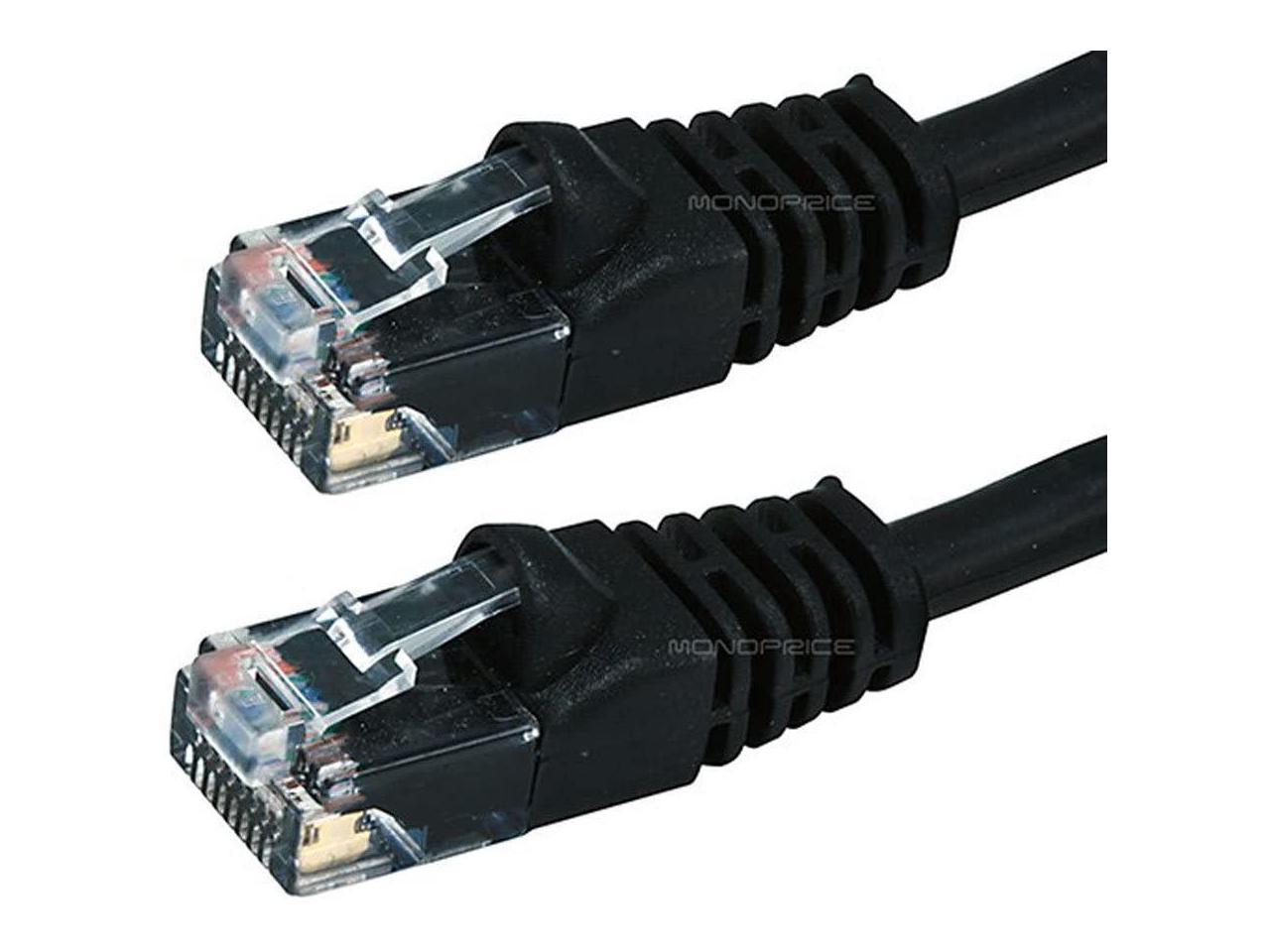 Pure Bare Copper Wire 550Mhz Network Internet Cord RJ45 100ft 24AWG Black Monoprice 102329 Cat6 Ethernet Patch Cable Stranded UTP 