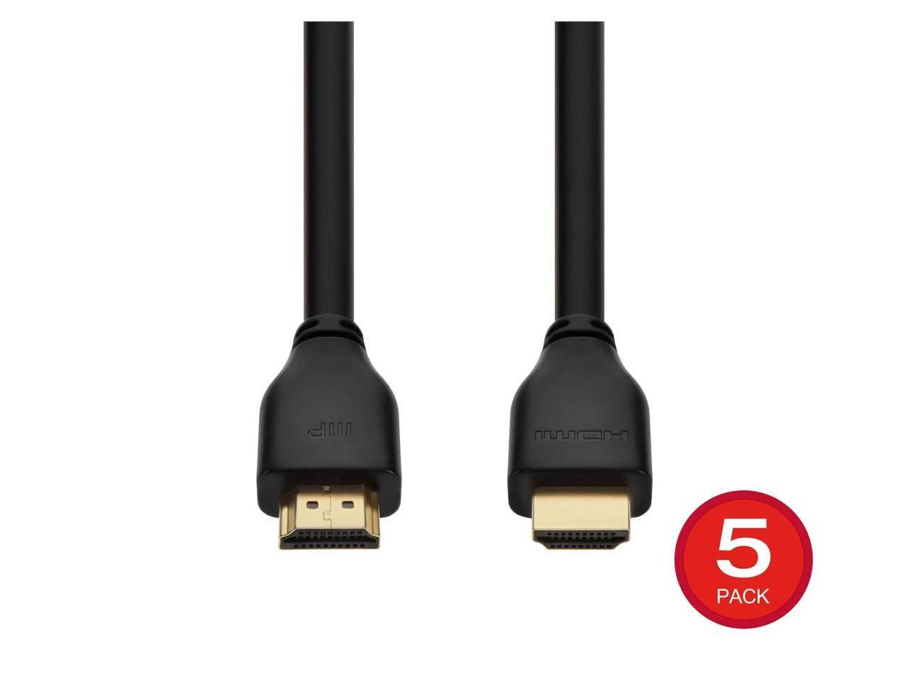 Monoprice 8K Certified Ultra High Speed HDMI 2.1 Cable 6 Feet Black (5 Pack) 48Gbps