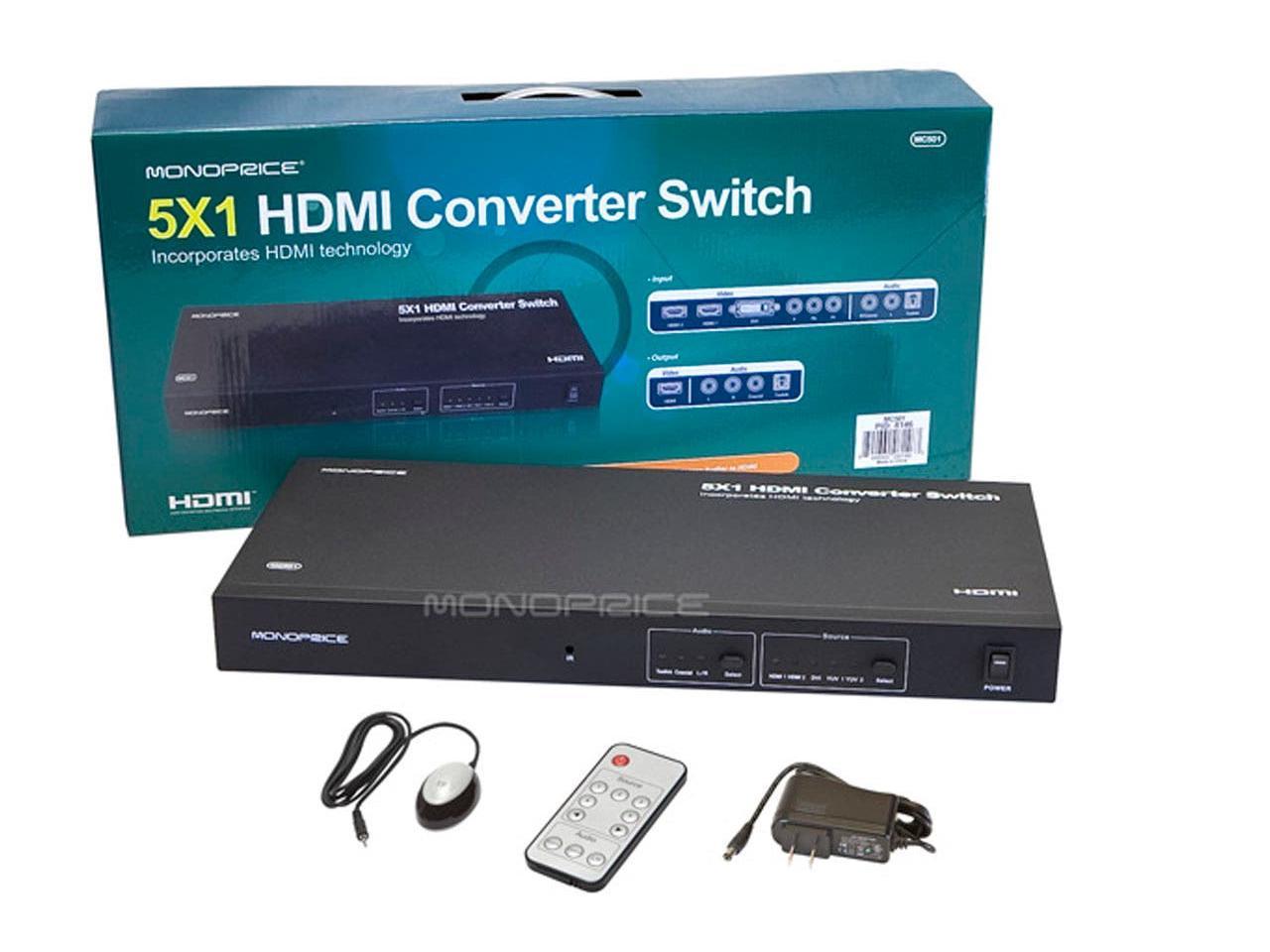 Monoprice 5x1 Hdmi Converter Switch To Hdmi,dvi,component W Digital And 