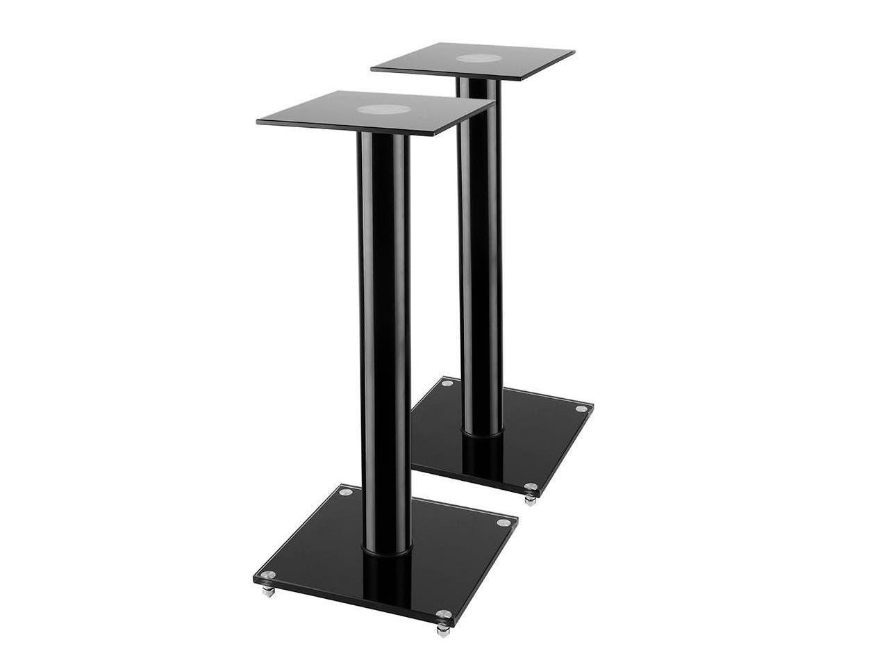 Monoprice Glass Speaker Stand 23 Inch Black (Pair) With Cable