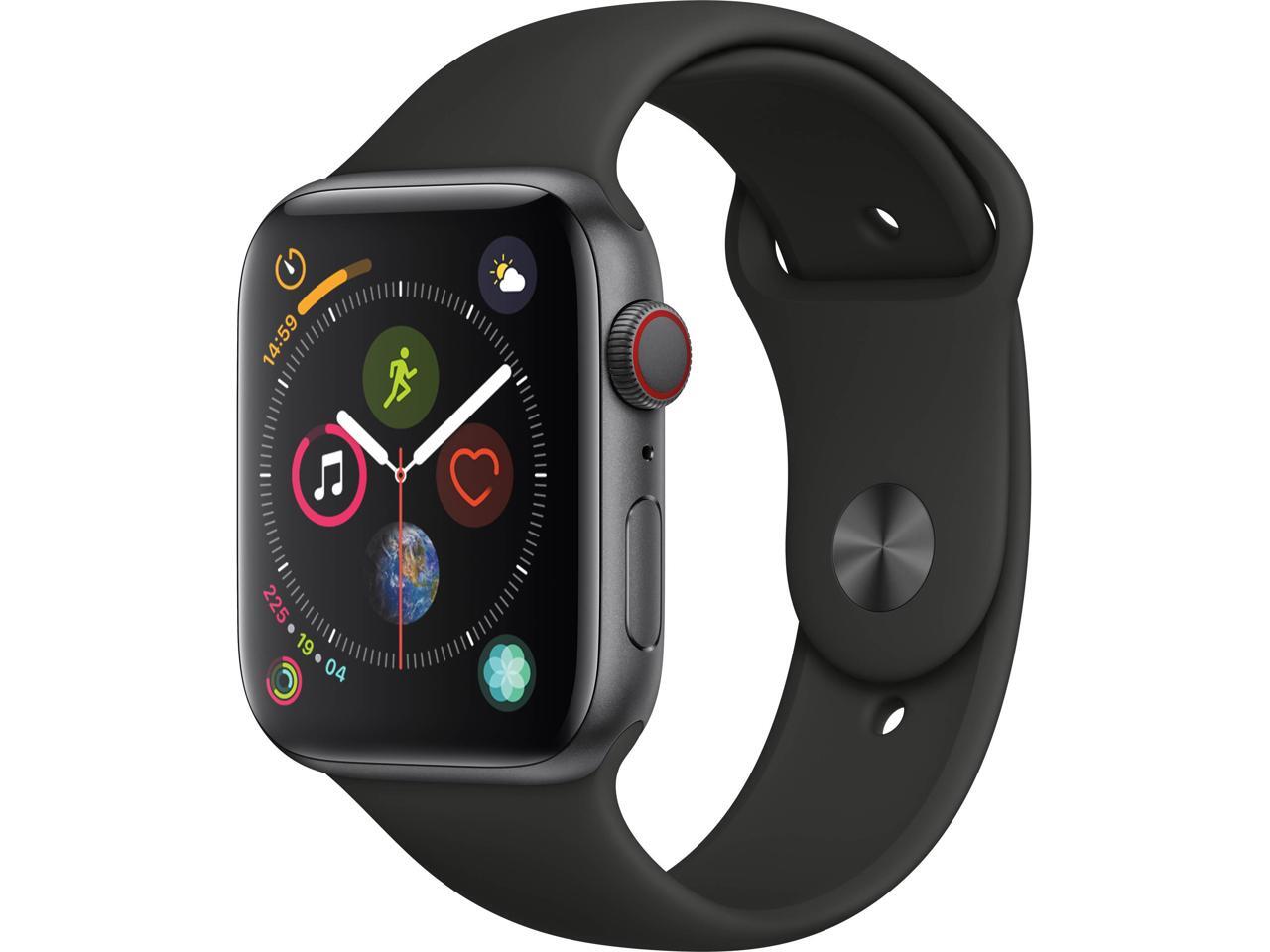apple watch series 4 space gray aluminum case with black sport band 44mm