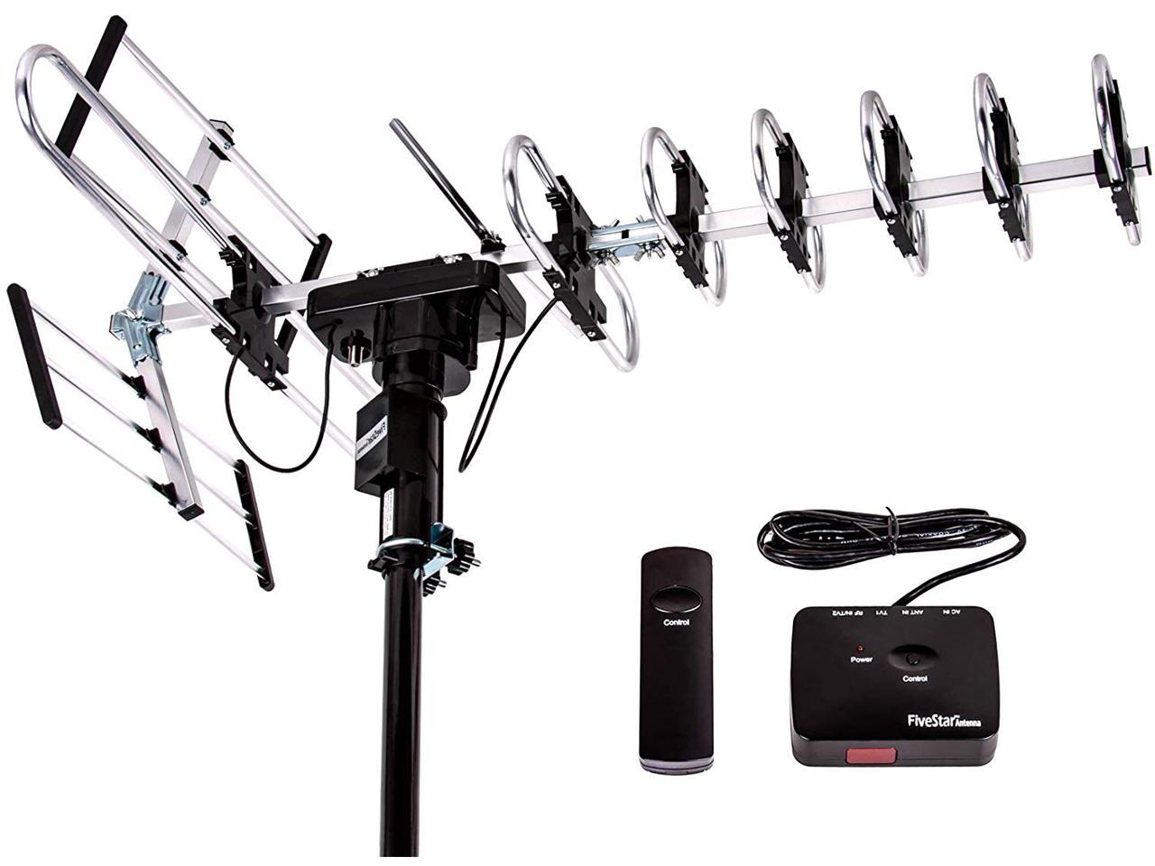 40 Feet RG6 Cable/Mounting Pole/2-Way Splitter Included McDuory Outdoor Amplified Digital Antenna 150 Mile HDTV Antenna 360 Degree Rotation with Infrared Control High Performance in UHF/VHF 