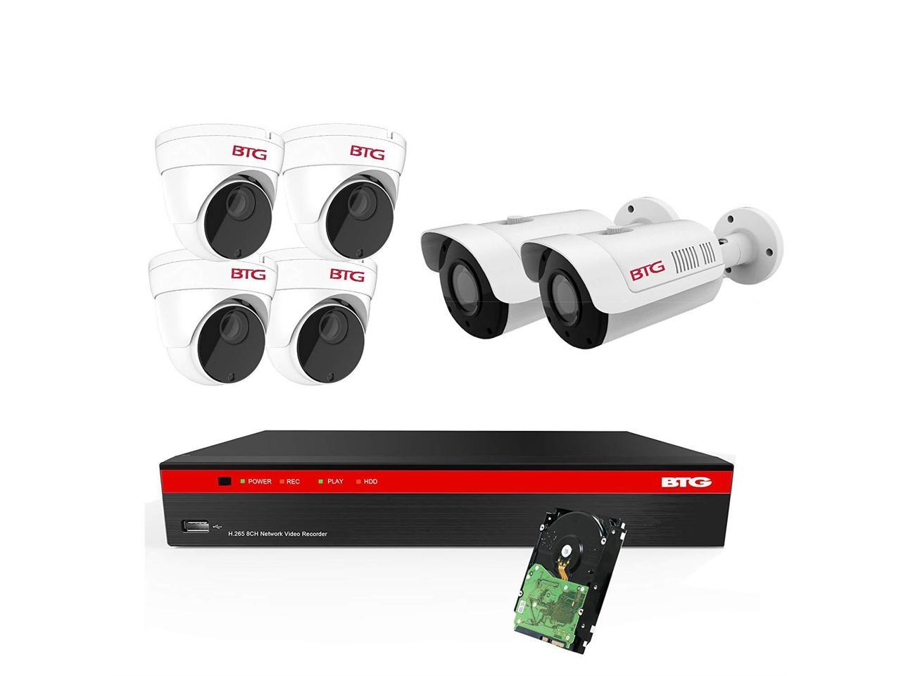 BTG 8CH 5MP 4 Cameras Poe Security Camera System 4K NVR Built-in PoE with Outdoor 5MP Surveillance IP PoE 4 3.6mm Bullet Cameras HD 2592 x 1944 IR CCTV System H265 1TB HDD Bolide Technology Group BTG-NVR58 BTG 8CH 5MP 4 Cameras Poe Security Camera System 4K NVR Built-in PoE with Outdoor 5MP Surveillance IP PoE 4 3.6mm Bullet Cameras HD 2592 x 1944 IR CCTV System H265 1TB HDD Bolide Technology Group BTG-NVR58