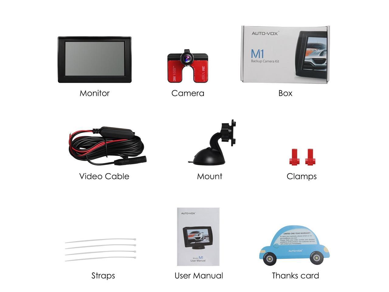 Parking Reversing Camera AUTO-VOX M1 Car Backup Camera Kit 4.3'' LCD Monitor 
