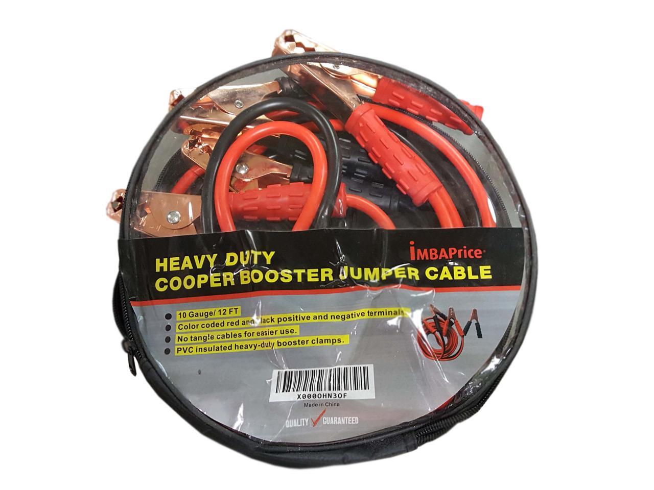 Gauge 10 Heavy Duty Vinyl Dipped Steel Clamps Flexible Details about   Jumper Cable 12 ft