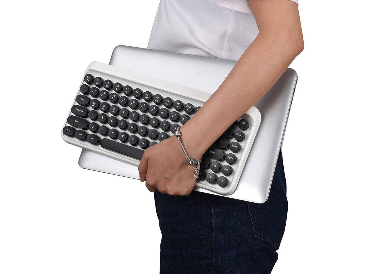 UBOTIE Portable Bluetooth Colorful Computer Keyboards, Wireless Mini Compact Retro Typewriter 