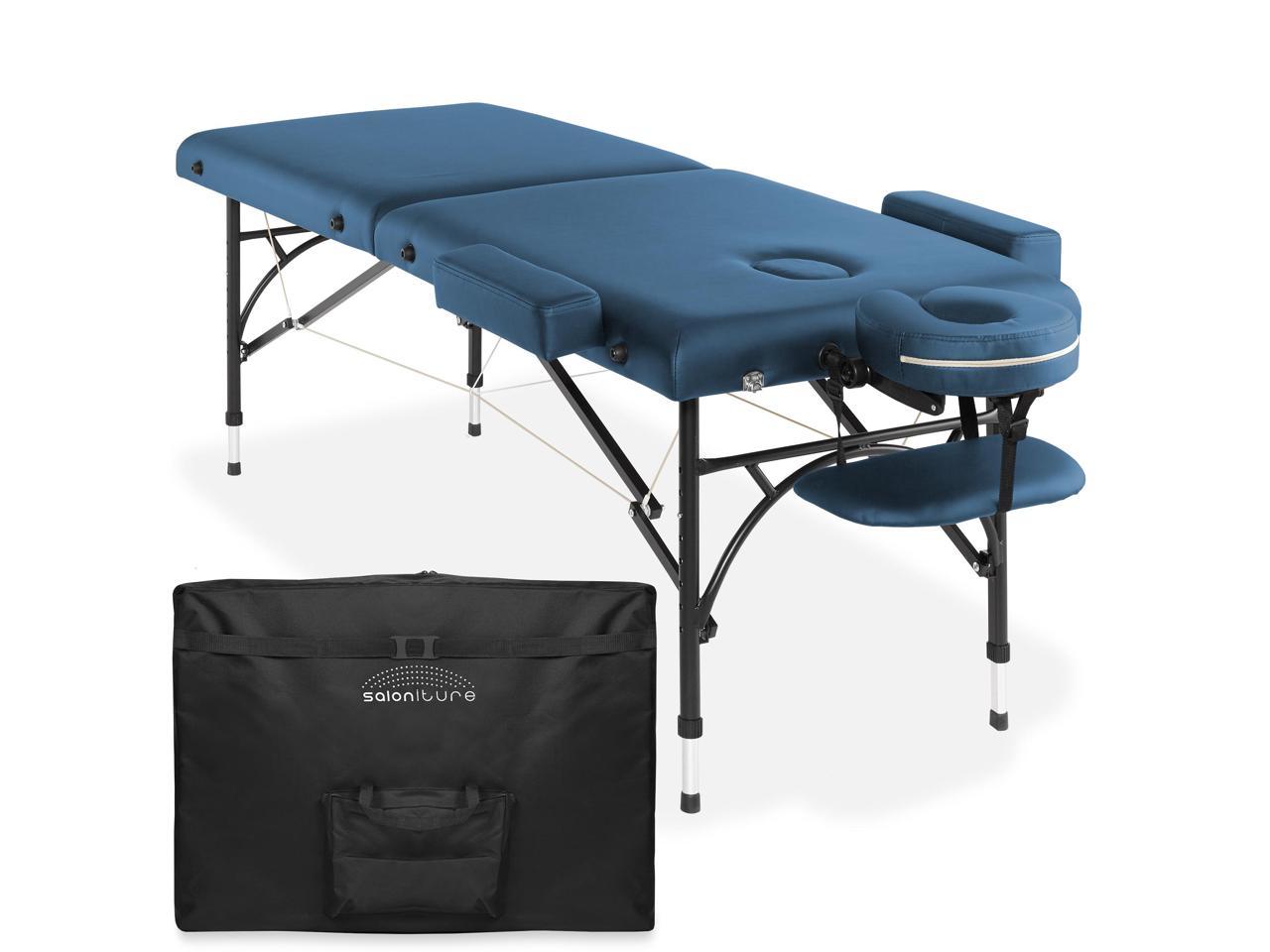 Saloniture Professional Portable Lightweight Bi Fold Massage Table With Aluminum Legs Includes 4508