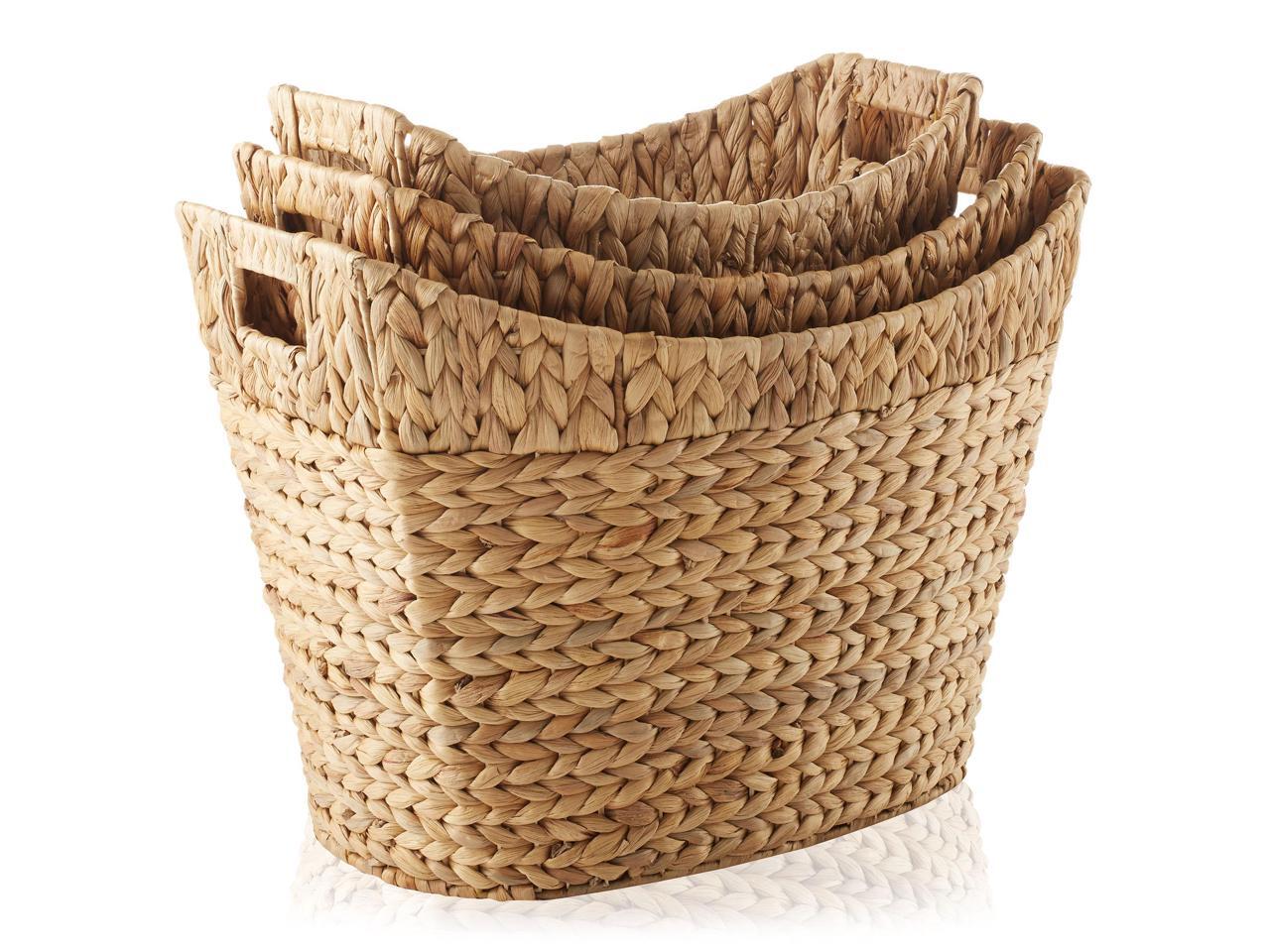 Casafield Set of 3 Stackable Oval Laundry Baskets with Handles