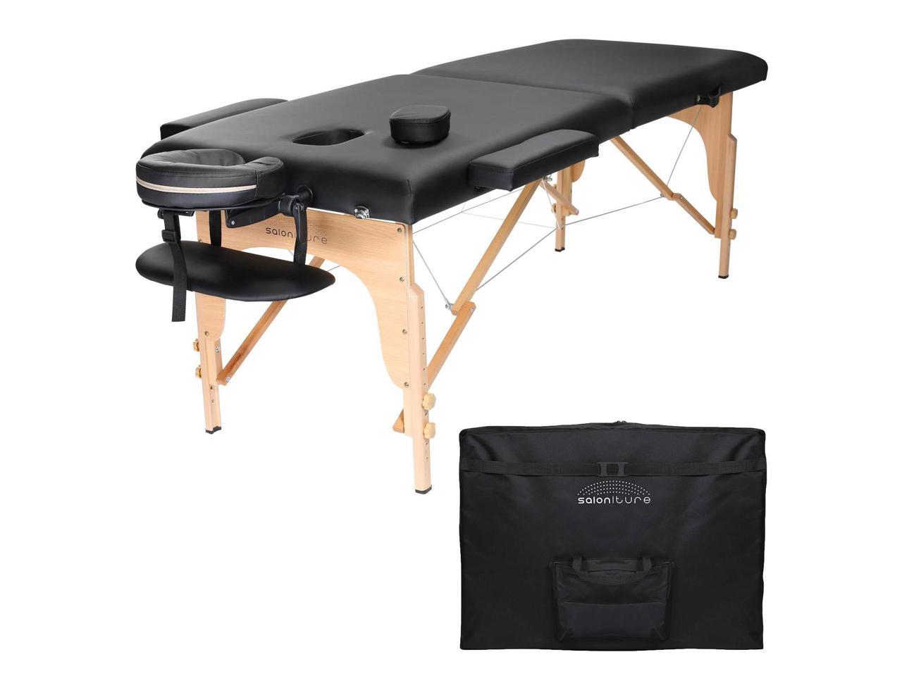 Saloniture Professional Portable Folding Massage Table With Carrying Case Black