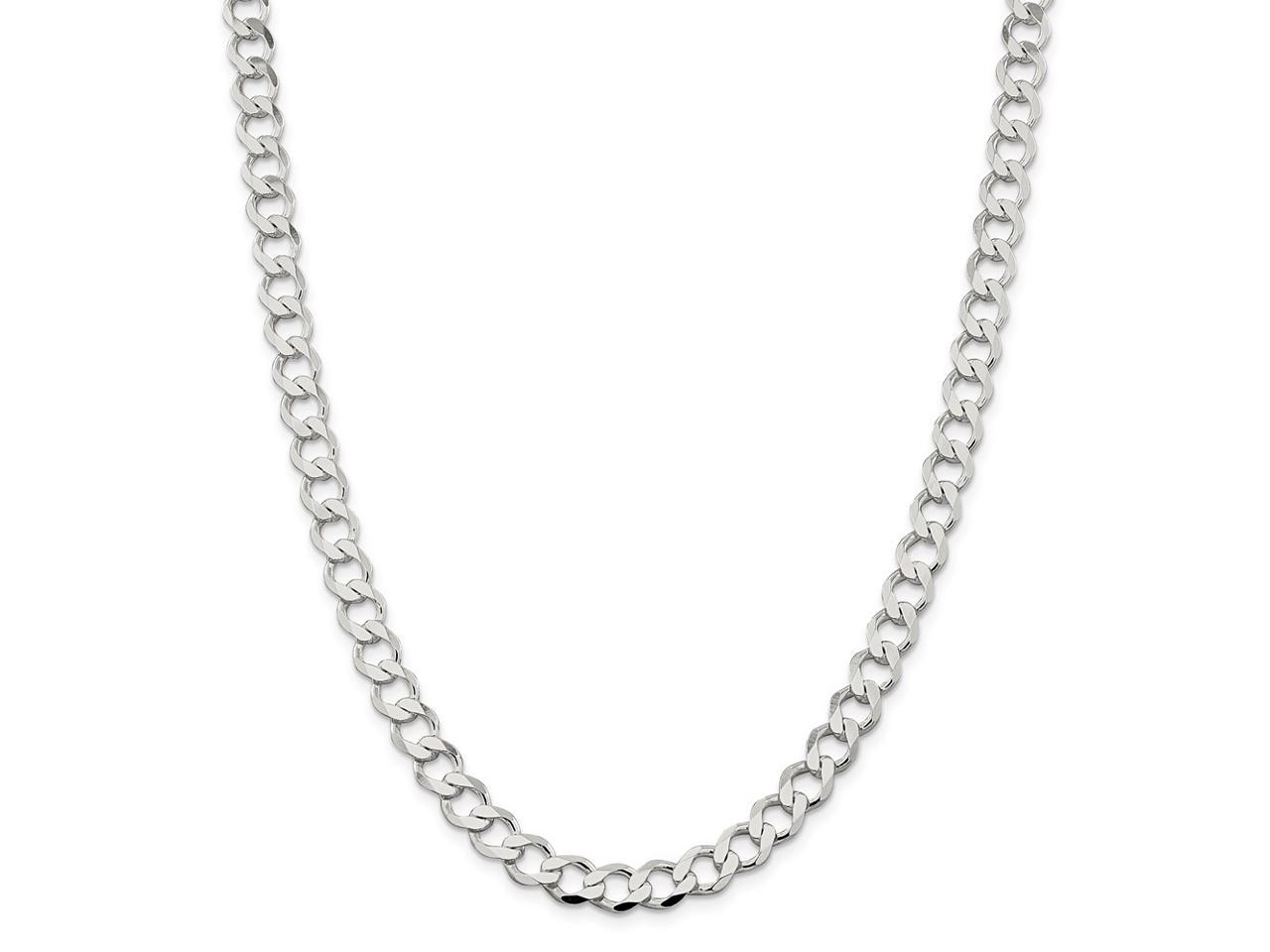 Solid 925 Sterling Silver 6.1mm Fancy Rolo Chain Necklace with Secure Lobster Lock Clasp 