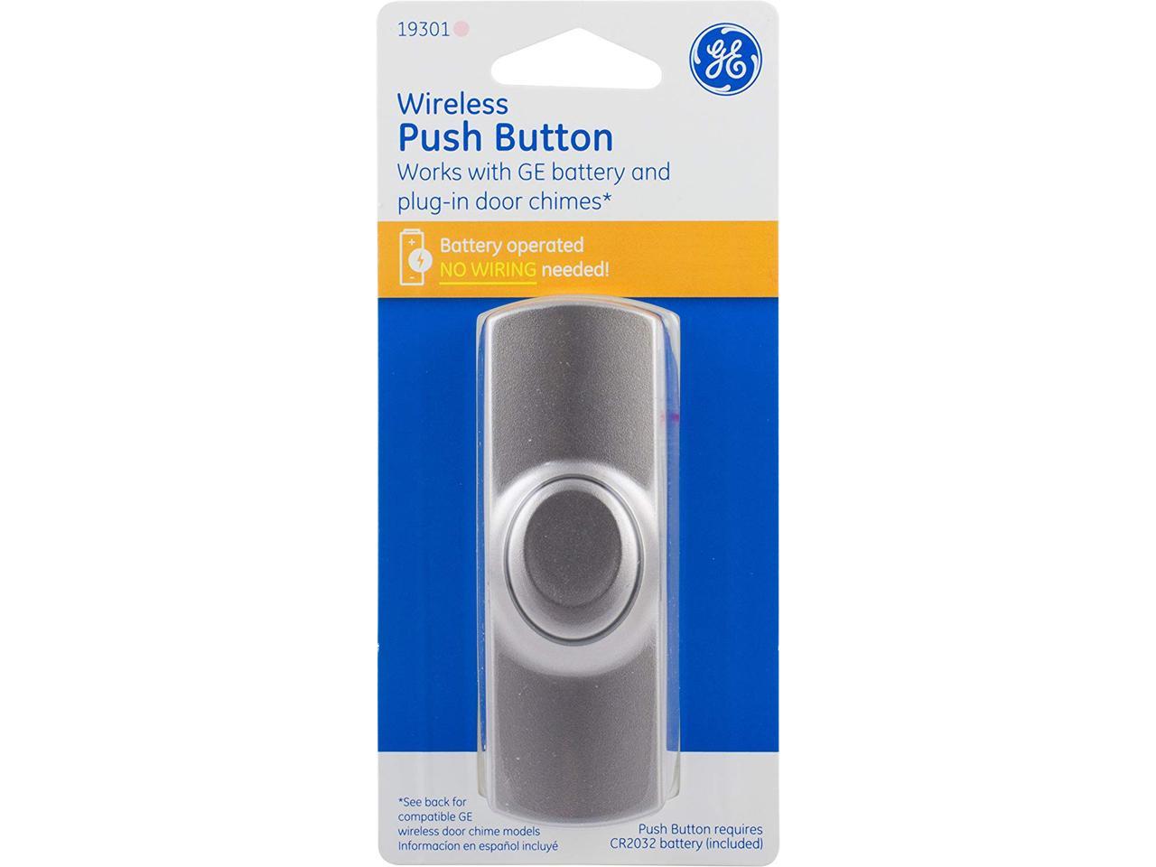 Ge 19301 Wireless Push Button To Replace Doorbell Button Brushed Nickel 