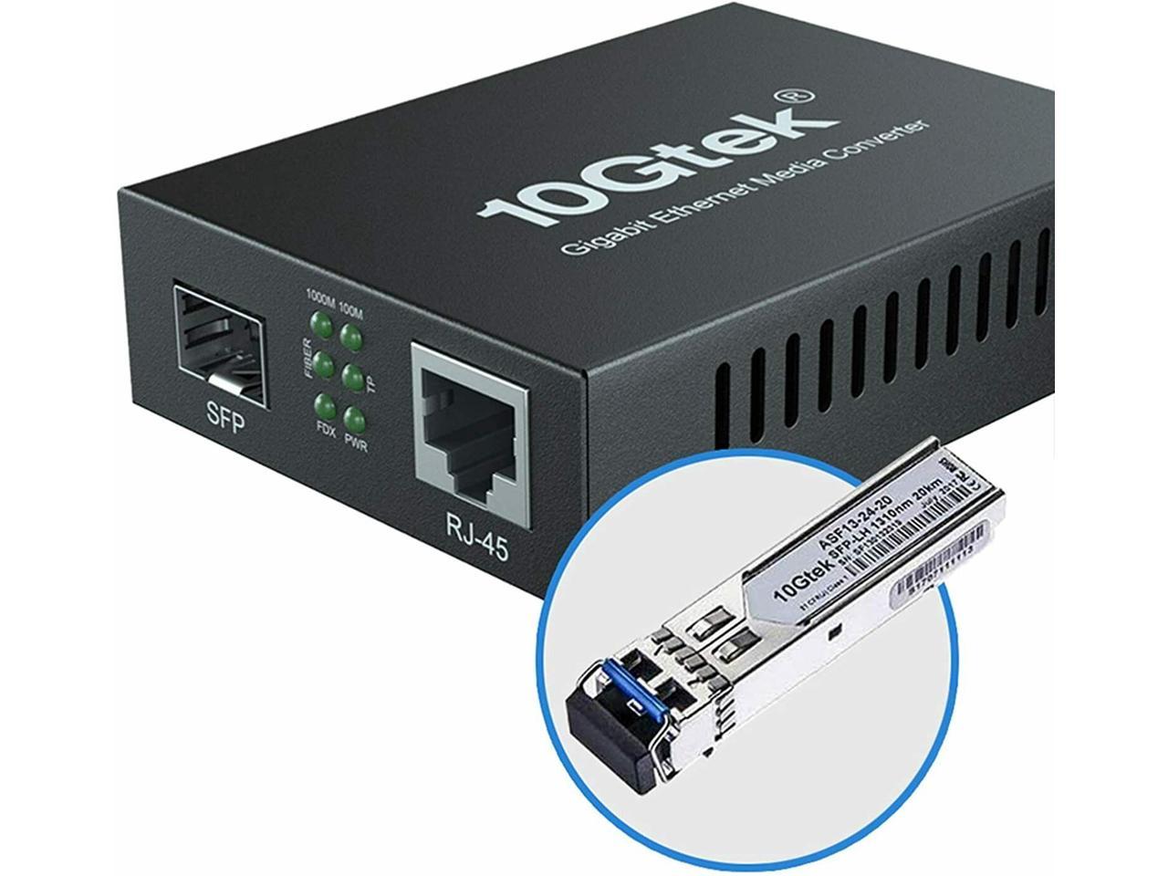 10Km LC Gigabit 10/100/1000Base-TX fiber media converter singlemode 1000Base LX 