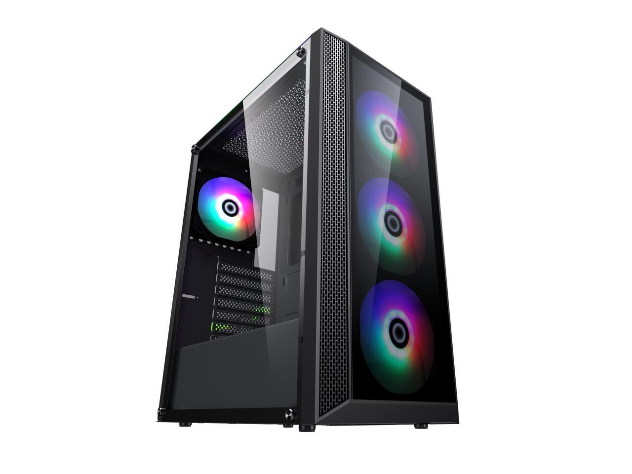 Raidmax i403 ATX Gaming Computer Case USB 3.0 Tempered Glass Front and Side Window with 3 x