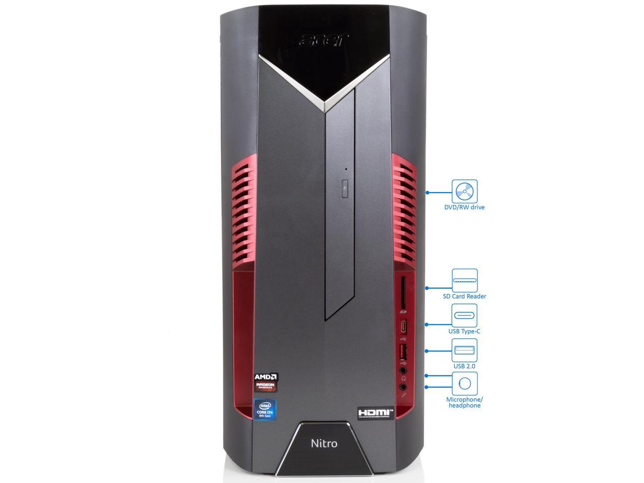 Acer Nitro 50 Gaming Desktop, Intel 6-Core i7-8700 Upto 4.6GHz 