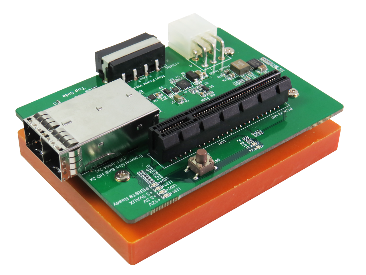 External MINI SAS HD (SFF8644) 2x to PCIe x8 Gen 3 Slot Adapter