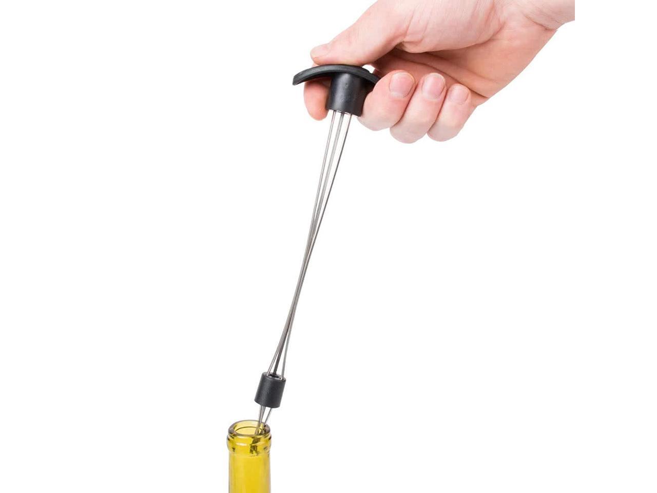 Stainless Steel 3Pronged Wine Bottle Cork Retriever with Black Handle