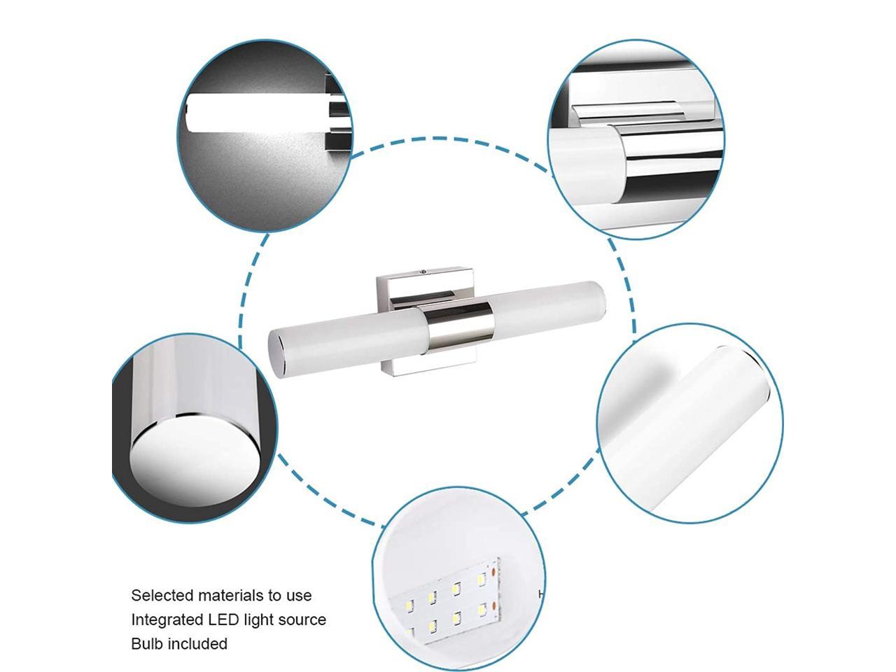 Modern Stainless Steel Bathroom Light Fixtures 8W 15.7inch LED Vanity Lights 
