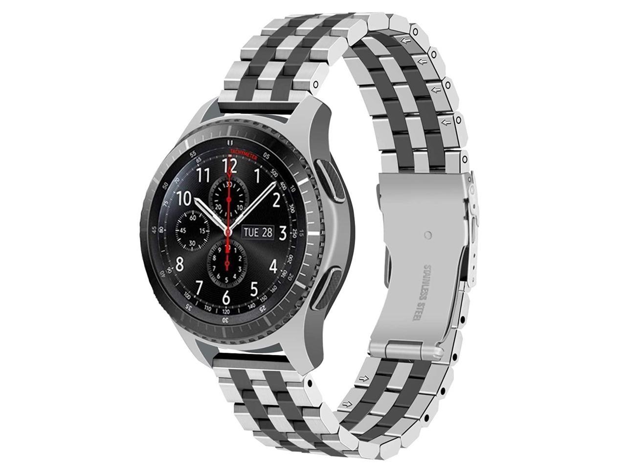 Five Rows Watch Strap Compatible For Samsung Galaxy Watch 46mm Galaxy Watch 3 45mm Gear S3 Frontier Classic Stainless Steel Watch Band Silver Black Two Tone Newegg Com