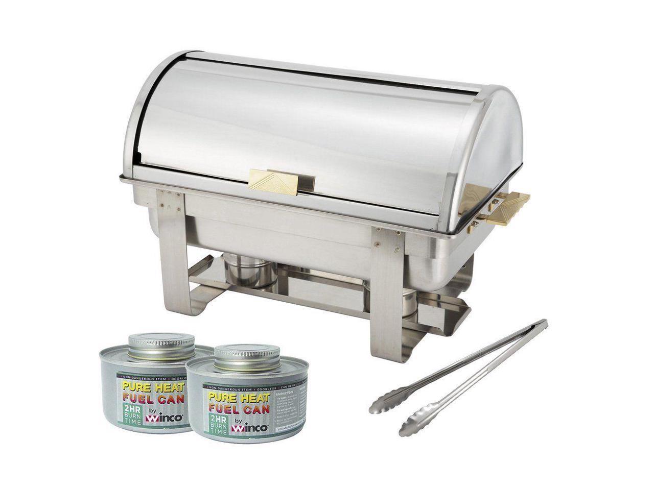 Winco Roll-Top Chafer Gold Accent Stainless Steel Chafing Dish Set 