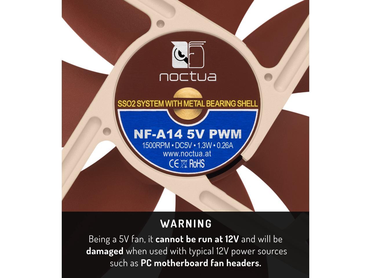 Noctua NFA14 5V PWM, Premium Quiet Fan with USB Power Adaptor Cable, 4