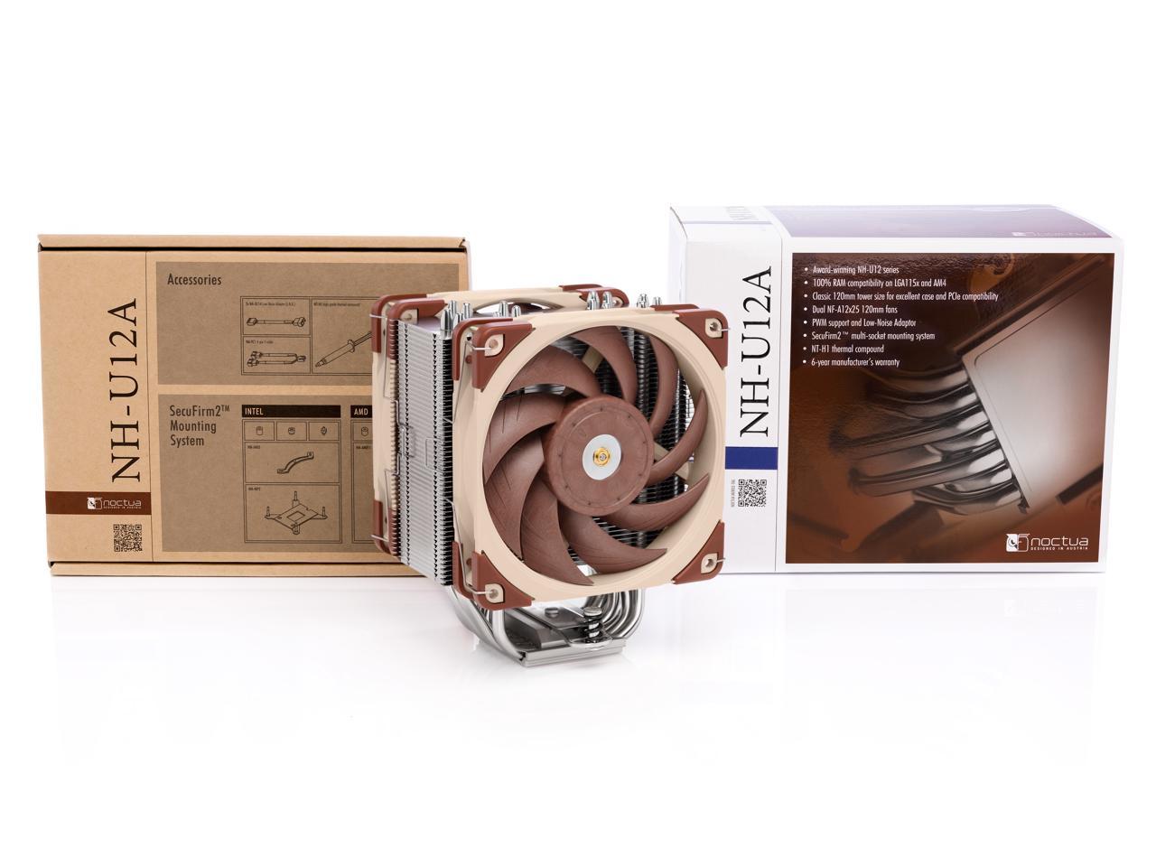 Noctua Nh U12a Premium Cpu Cooler With High Performance Quiet Nf A12x25 Pwm Fans 1mm Brown Newegg Com