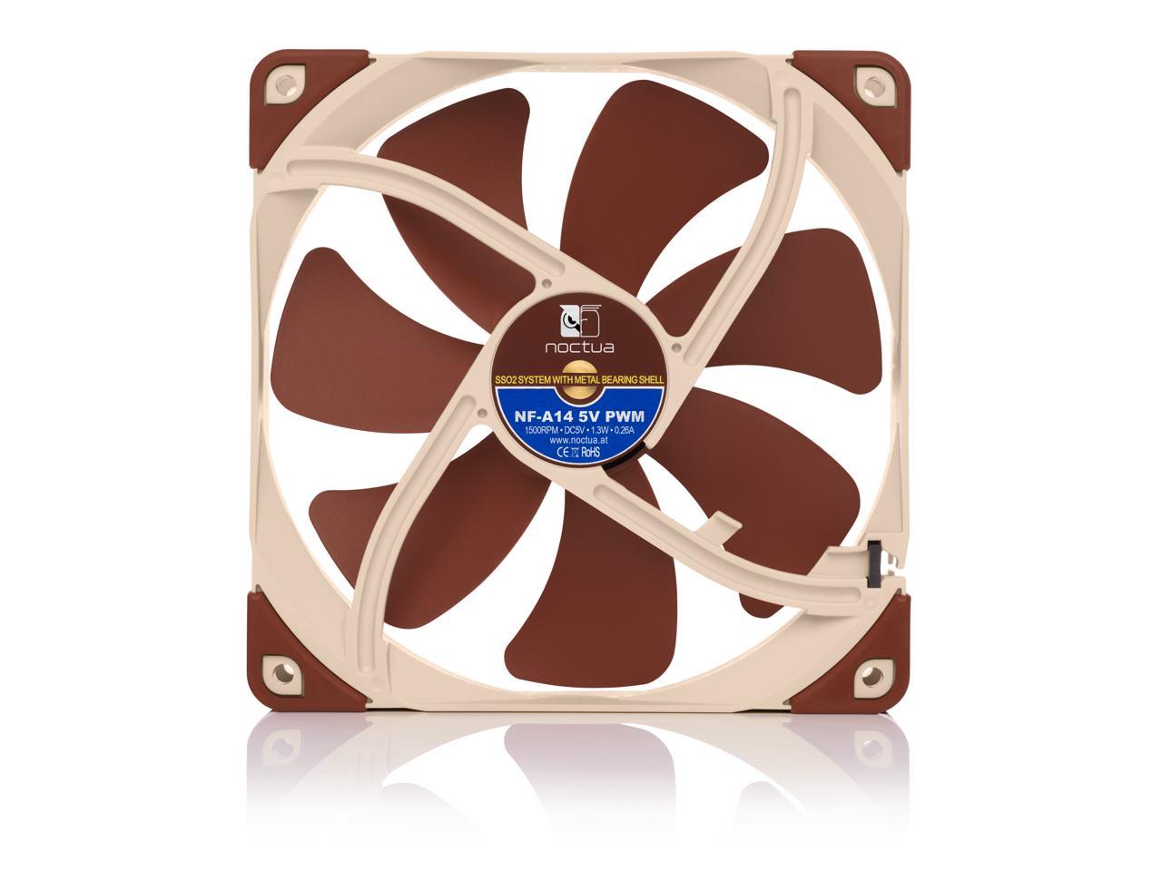 Noctua NF-A14 5V PWM, Premium Quiet Fan with USB Power Adaptor Cable, 4 ...