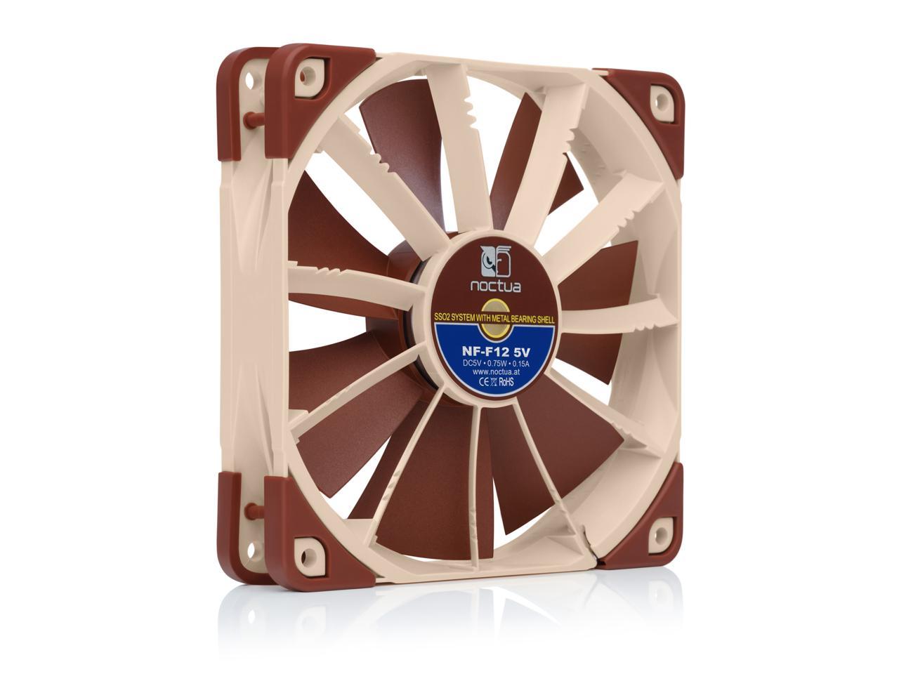 Noctua NF-F12 5V, Premium Quiet Fan with USB Power Adaptor Cable, 3-Pin ...