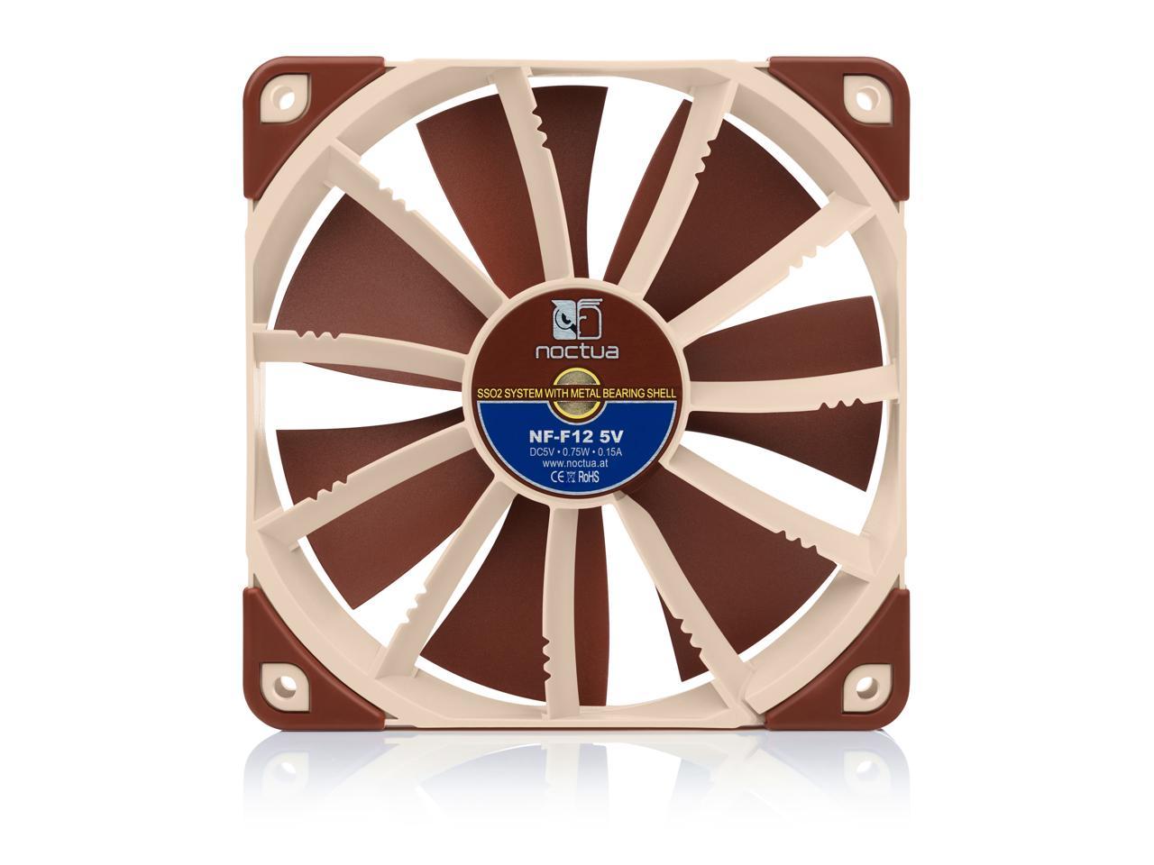 Noctua NF-F12 5V, Premium Quiet Fan with USB Power Adaptor Cable, 3-Pin ...