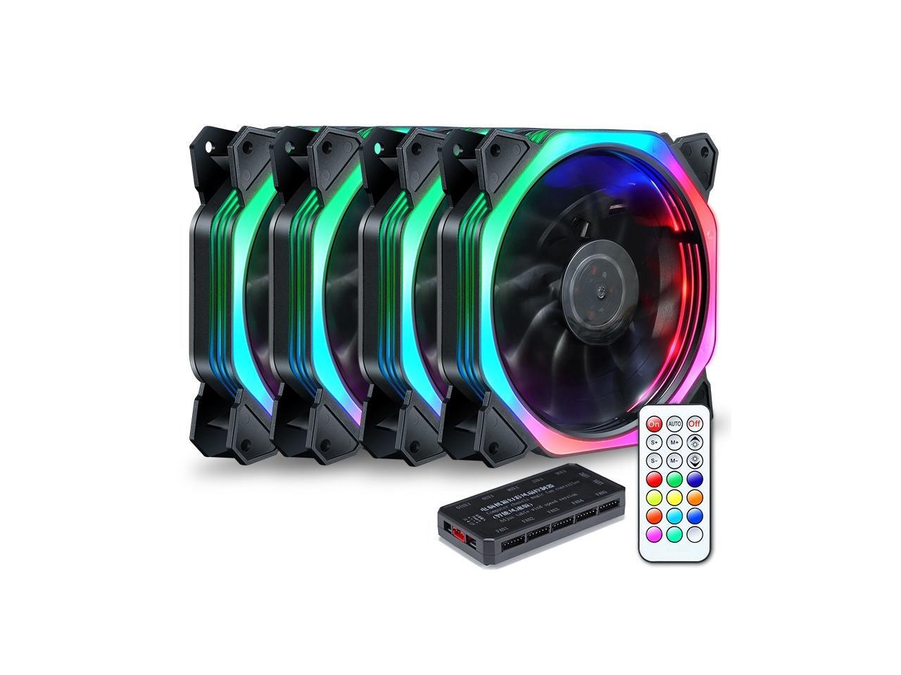 4fans+remote controller pwm cpu rgb fan 120mm Fan Computer PC Case Fan ...