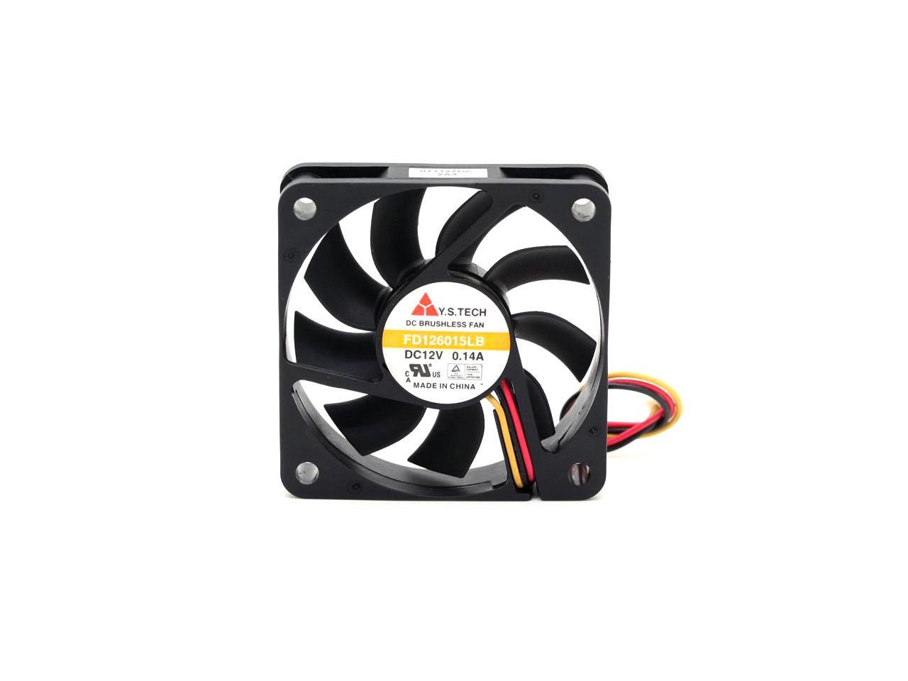 Y.S Tech FD126015LB 6015 6cm DC 12v 0.14A double ball bearing mute A cooling fan 3wires cooler