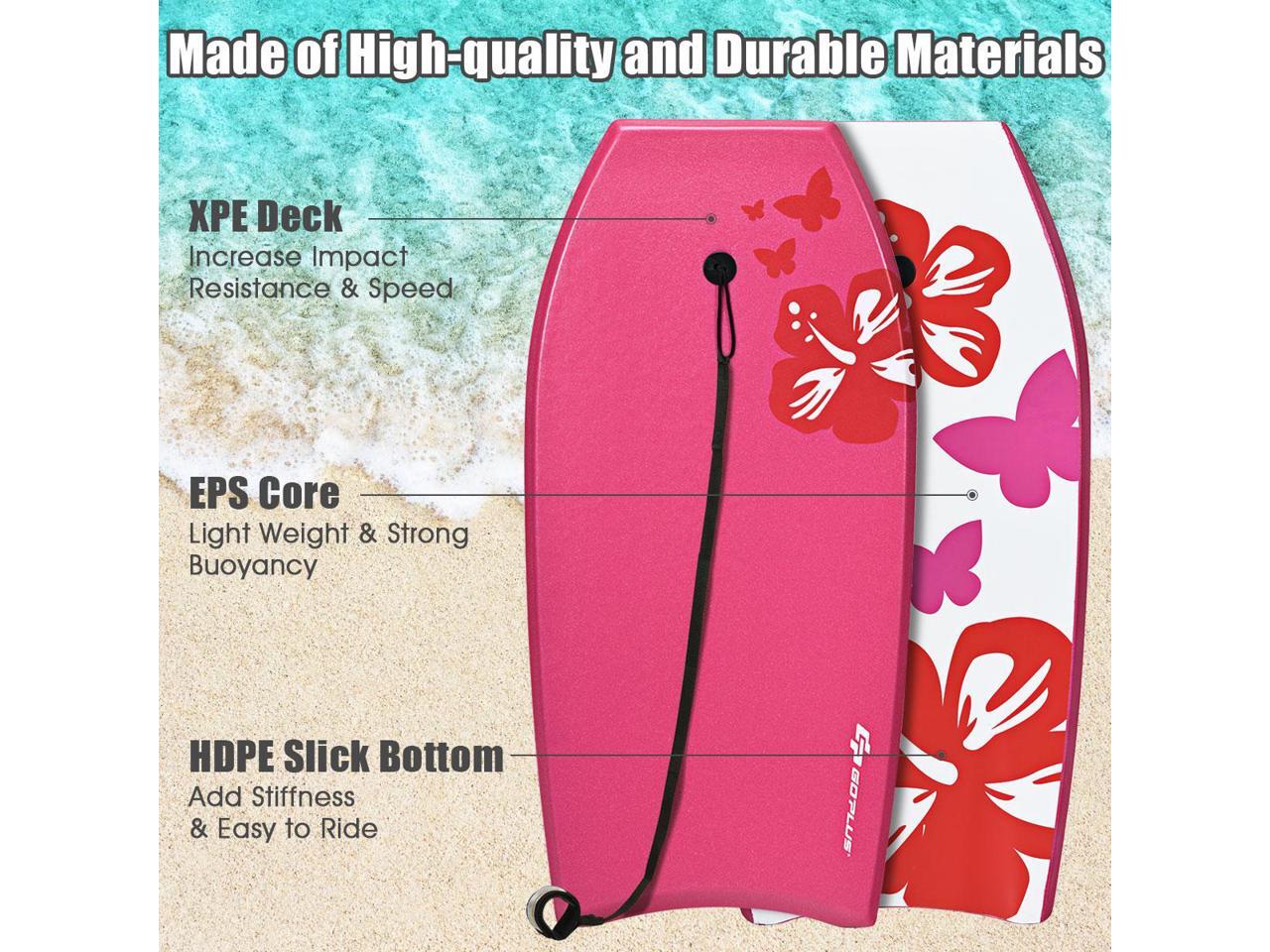 Goplus 41'' Super Lightweight Bodyboard Surfing W/Leash EPS Core