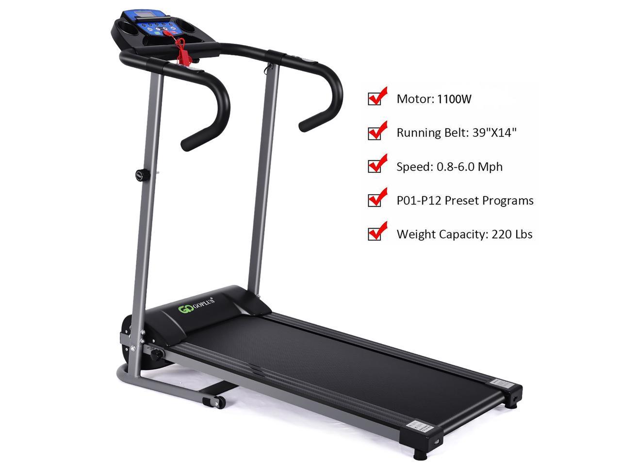 Goplus 1100w Folding Treadmill Electric Support Motorized Power Running Fitness Machine