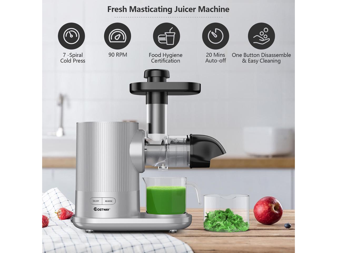 Costway Horizontal Slow Masticating Juicer Cold Press Extractor w