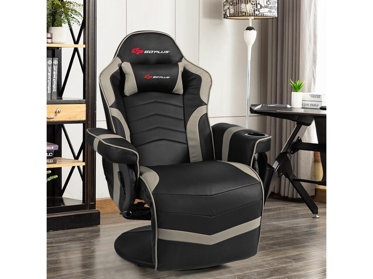 Massage Gaming Recliner Reclining Racing Chair Swivel w/Cup Holder ...